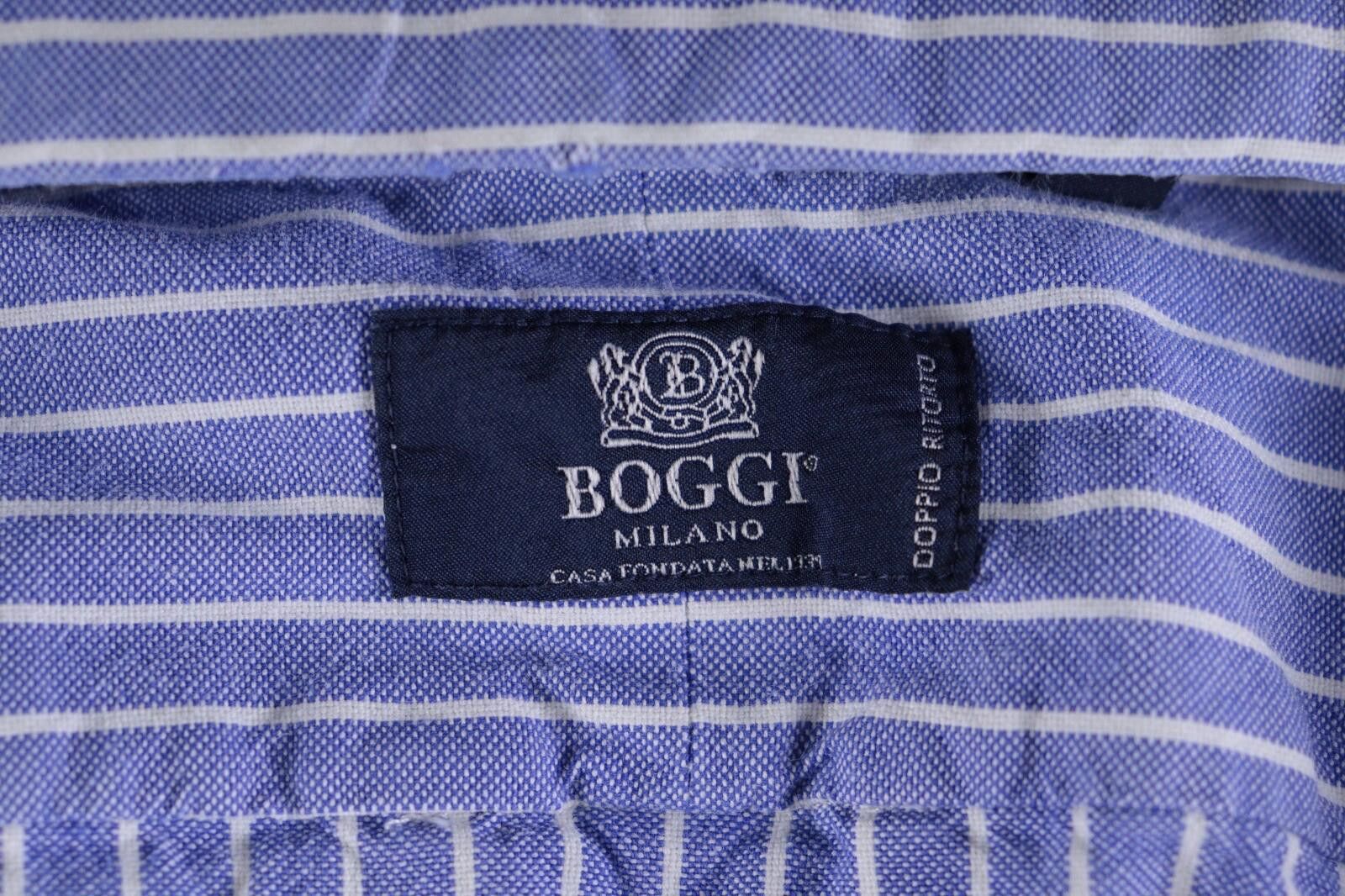 Designer Boggi Milano Doppio Ritorto Blue Stripe Shirt Size XL Size US XL / EU 56 / 4 - 12 Thumbnail
