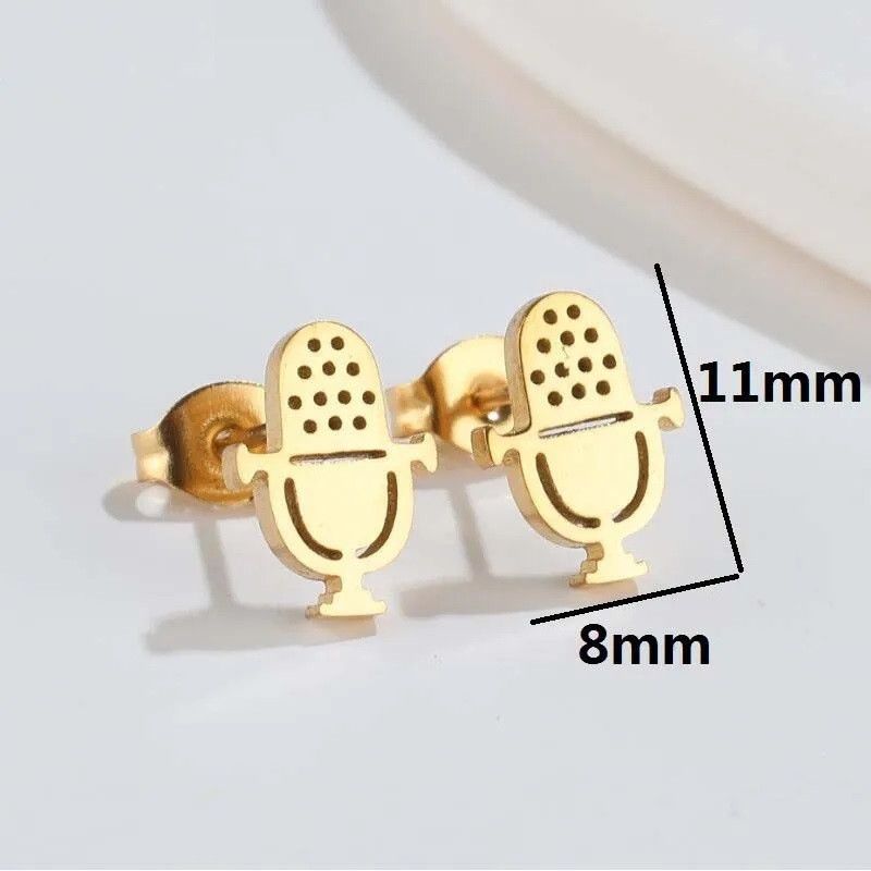 Jewelry Microphone Stud Earrings Charm Earring Gift Size ONE SIZE - 2 Thumbnail