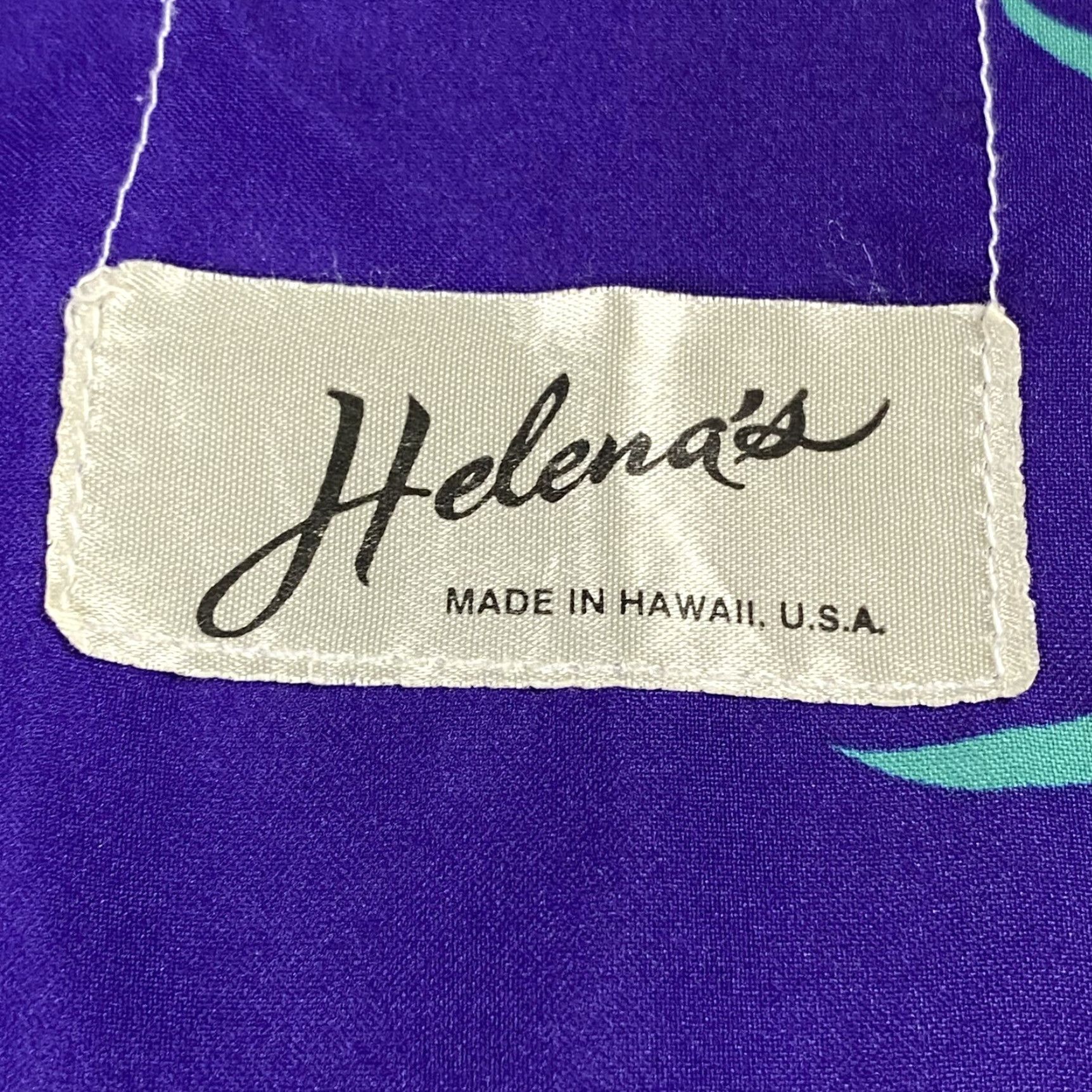 Vintage VINTAGE Helena's Hawaiian Shirt, Button-Up, Men’s L, Purple Floral Hibiscus, Handmade, 70s, Aloha Size US L / EU 52-54 / 3 - 3 Thumbnail