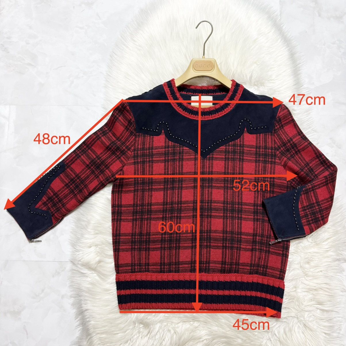 Gucci Gucci decorative piping, suede leather switching Sweater Size US S / EU 44-46 / 1 - 3 Thumbnail
