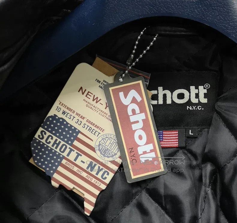 Schott Schott NYC Men's Black Cowhide Stand Collar Slim Leather J Size US L / EU 52-54 / 3 - 8 Thumbnail
