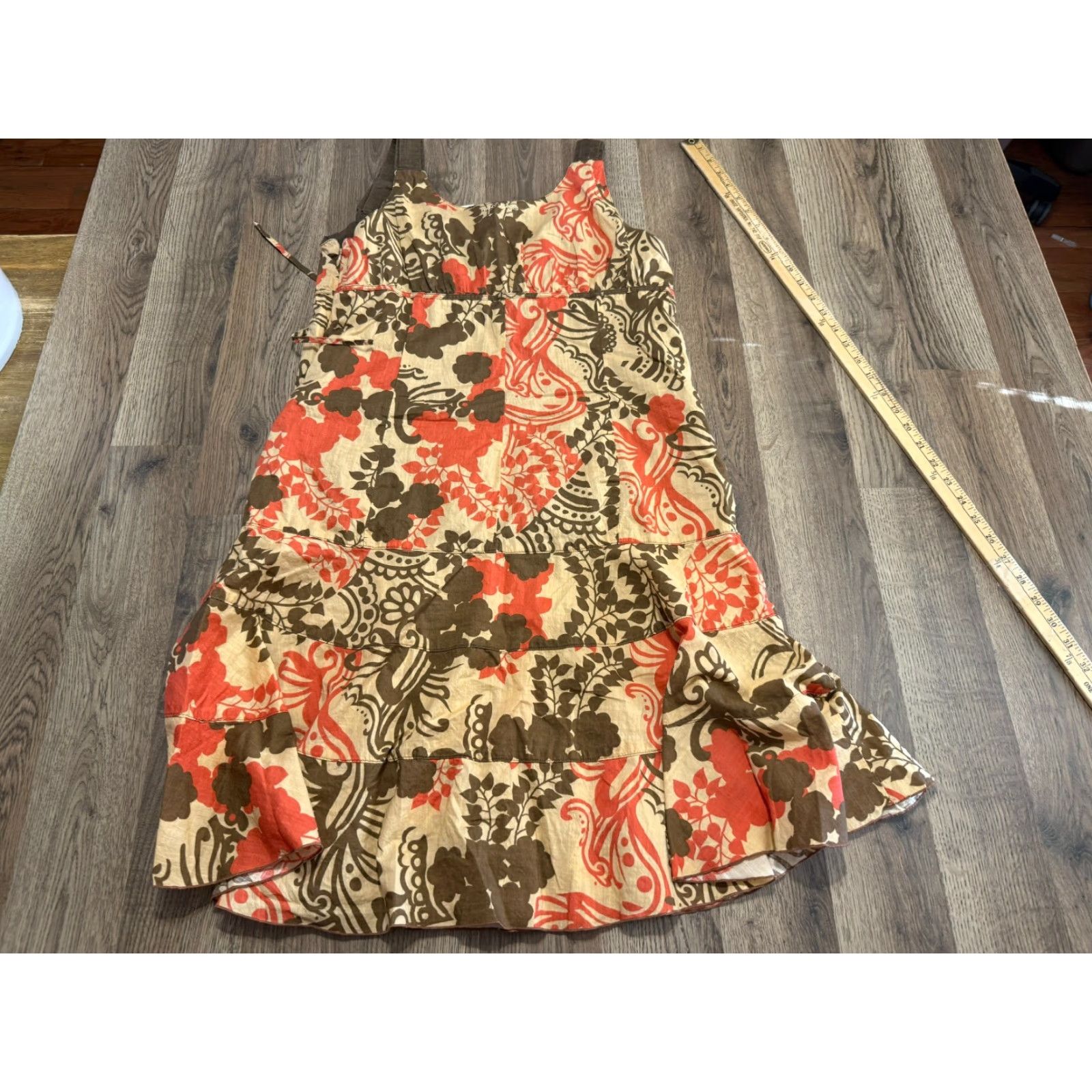 DKNY DKNY Jeans Dress Tank Dress Floral Red Brown 10 Petite Womens Casual Party Knee Length Womens Size 32" / US 10 / IT 46 - 2 Thumbnail