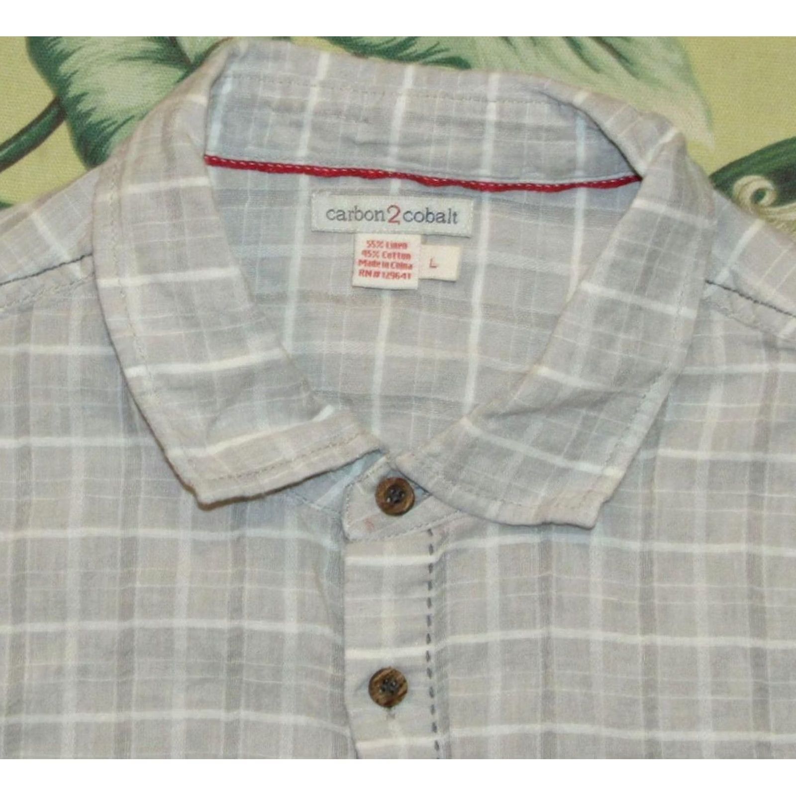 Carbon2Cobalt CARBON2COBALT Grey Plaid Linen Cotton Long Sleeve Button Down Shirt Large L Mens Size US L / EU 52-54 / 3 - 2 Thumbnail