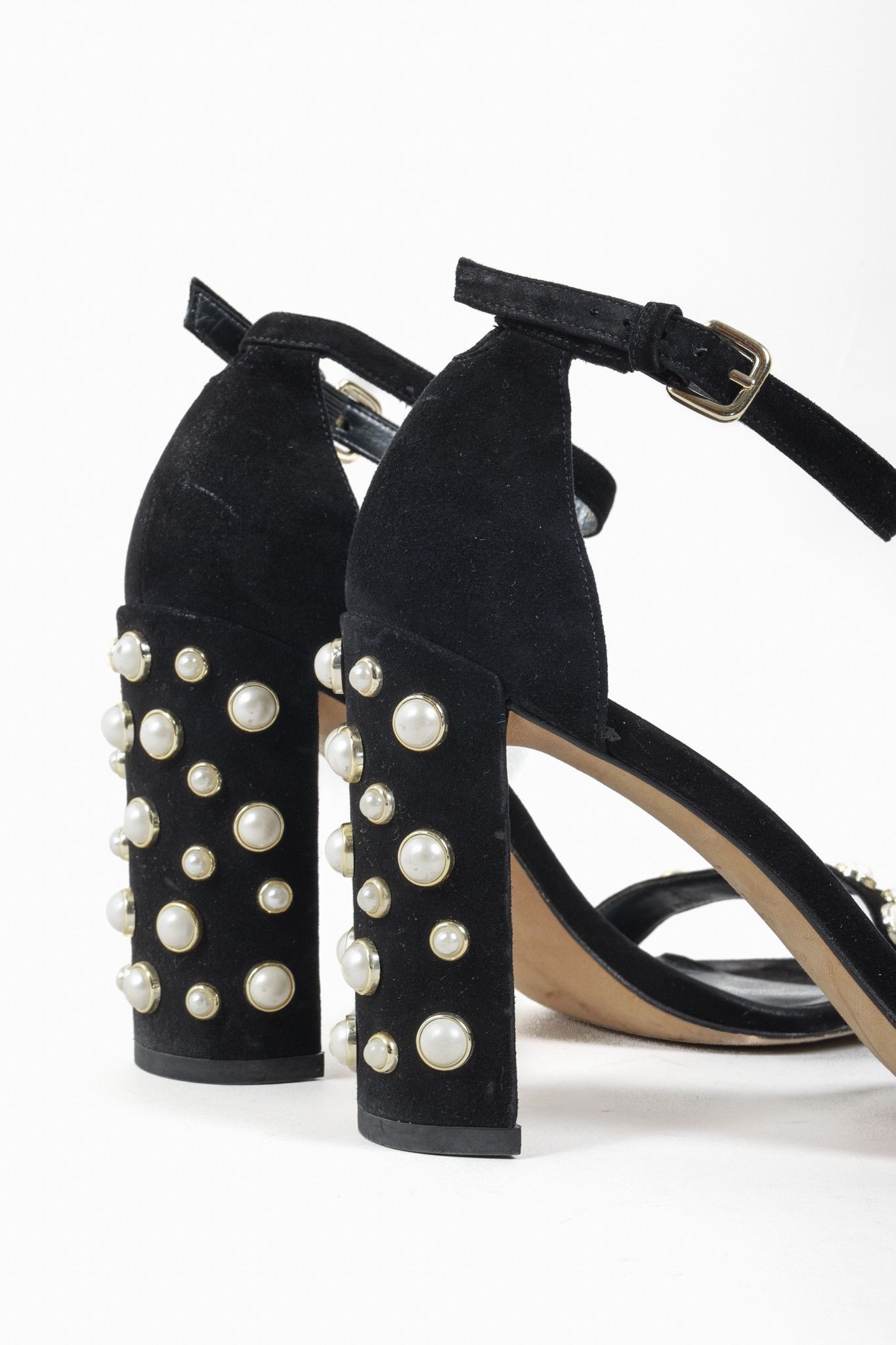 Stuart Weitzman Stuart Weitzman Black Pearl Studded Open-Toe Heeled Sandals Size US 9.5 / IT 39.5 - 8 Thumbnail