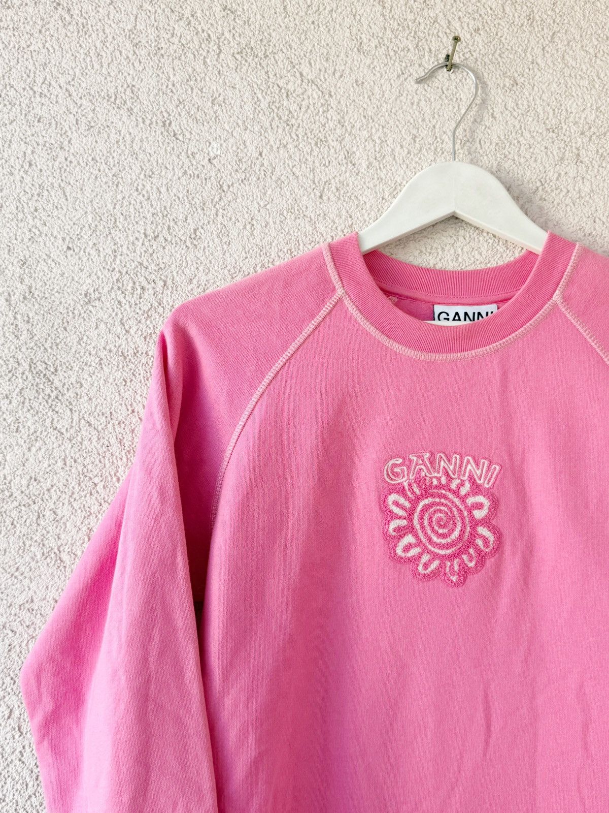 Ganni Ganni Big Embroidery Logo Women Sweatshirt Pink Color XS-S Size XS / US 0-2 / IT 36-38 - 2 Thumbnail