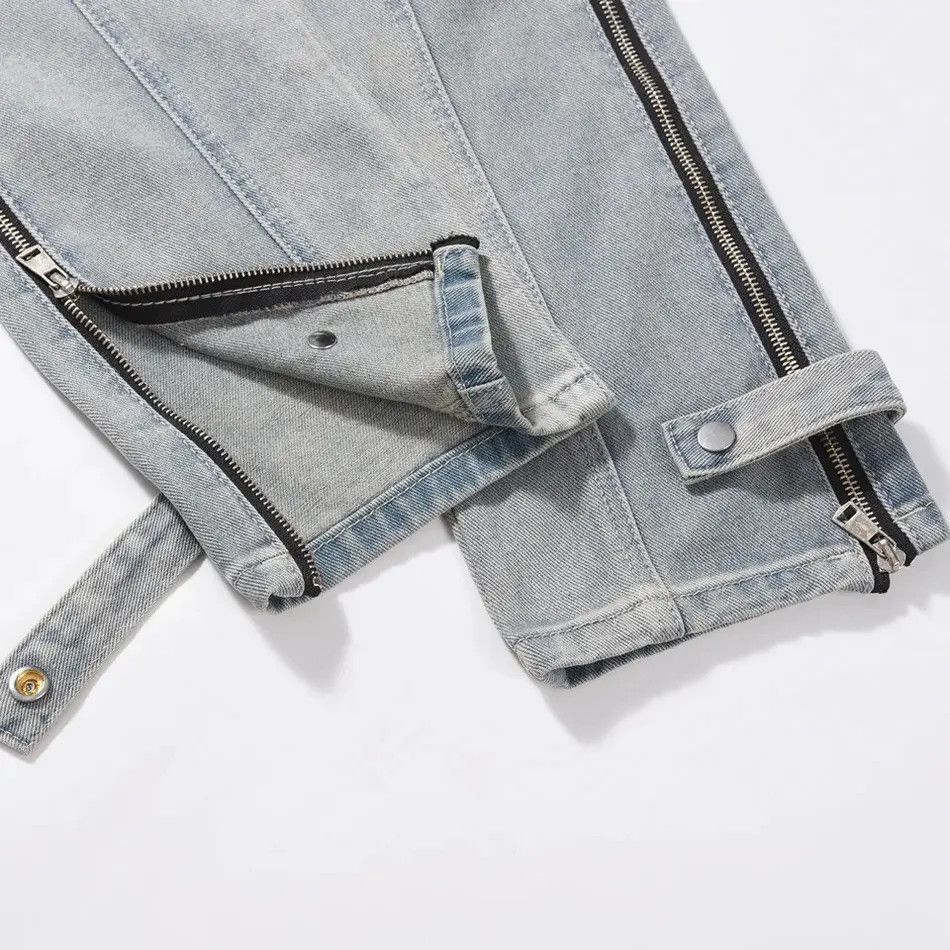 Japanese Brand Half Fake Zippers Jeans Slim Funny Streetwear Denim Pants Size US 32 / EU 48 - 5 Thumbnail