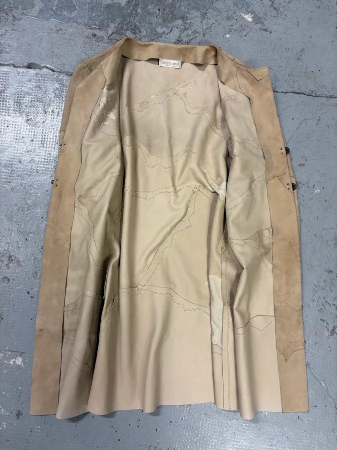 Roberto Cavalli 2000s Roberto Cavalli Patchwork Leaves Beige Leather Jacket Size M / US 6-8 / IT 42-44 - 5 Thumbnail