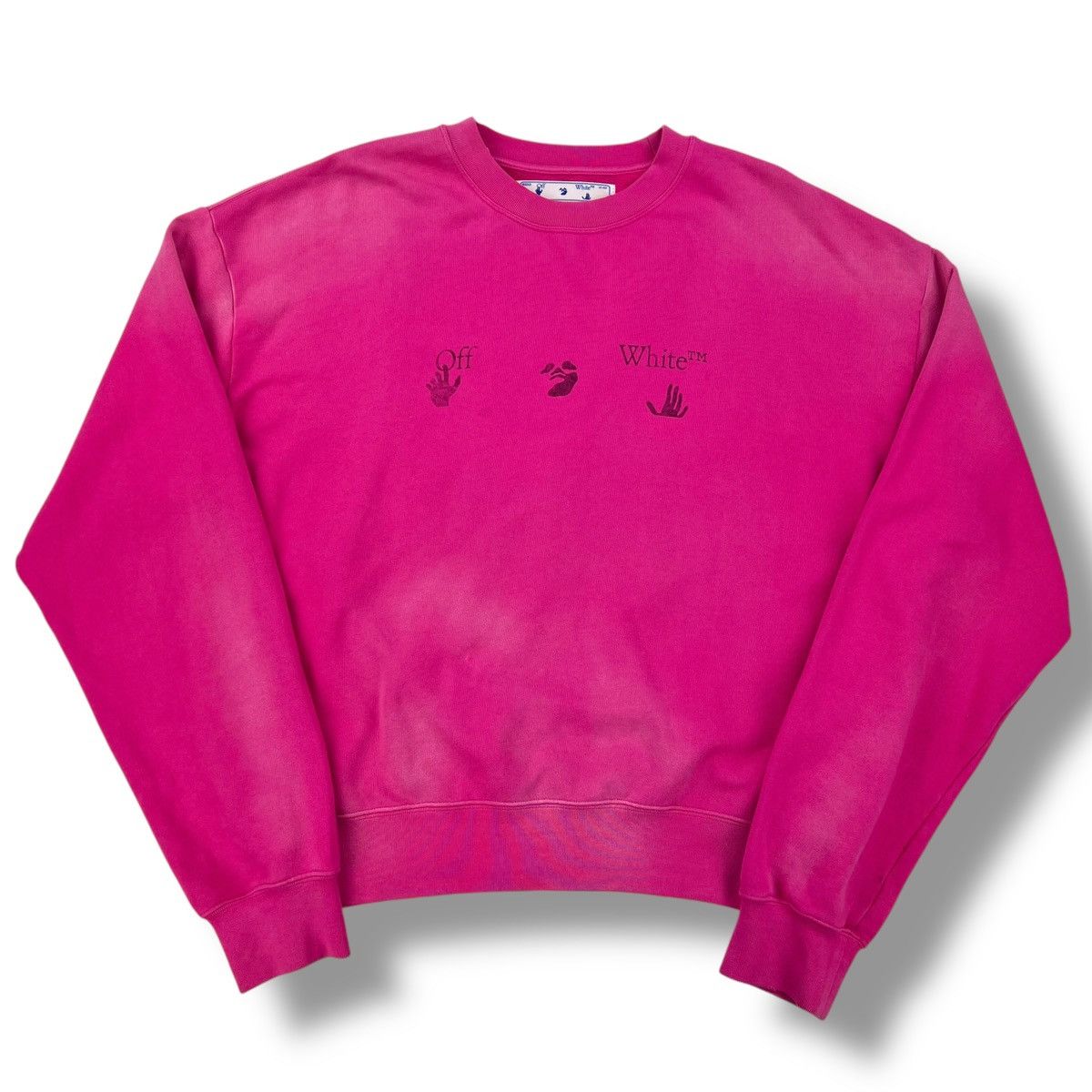 Off-White Off-White Hand Print Distressed Pink Sweatshirt Size US L / EU 52-54 / 3 - 2 Thumbnail
