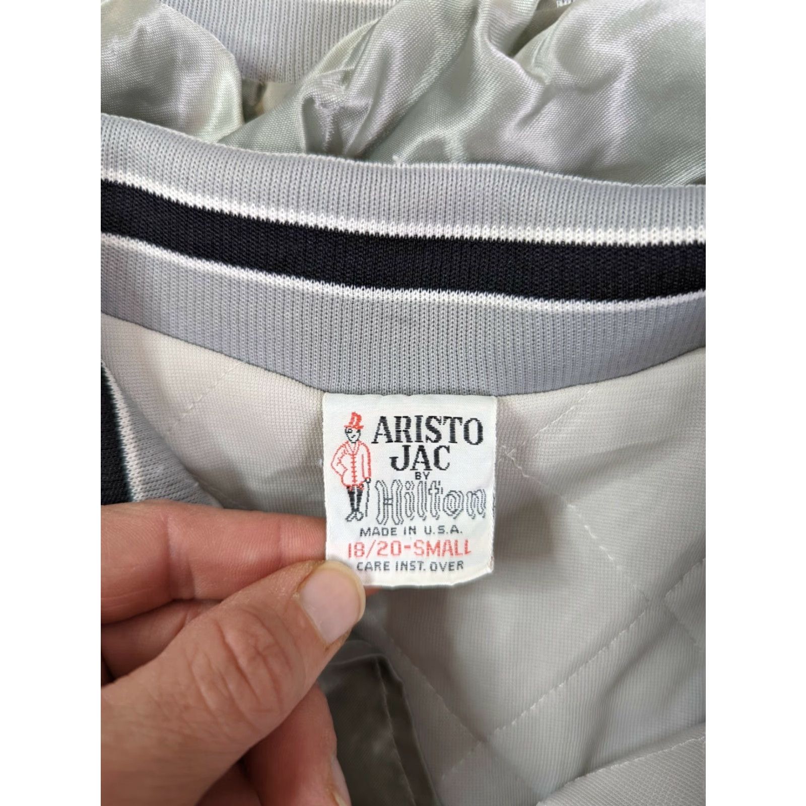 Vintage VINTAGE Hilton Jacket Satin Bomber Varsity Silver Men’s Size S Size US S / EU 44-46 / 1 - 3 Thumbnail