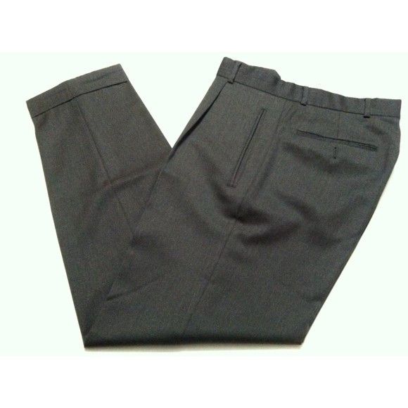 Hugo Boss HUGO BOSS MEN'S CHARCOAL 100%WOOL PLEATED DRESS PANTS 36/30 Size 36R - 3 Thumbnail