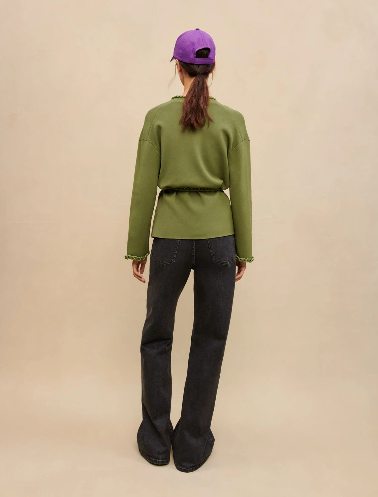 Maje Maje Green Cardigan with Braided Trim Size 3/L Size L / US 10 / IT 46 - 3 Thumbnail