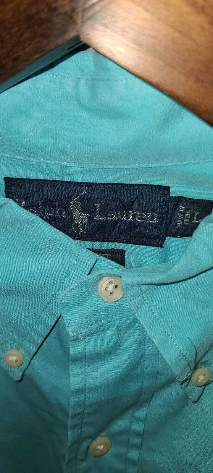 Lauren Ralph Lauren Vintage Ralph Lauren Large Light Teal Short Sleeve Button Up Size US L / EU 52-54 / 3 - 3 Thumbnail