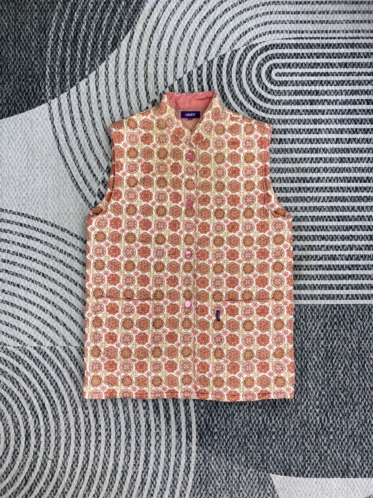 Vintage Liberty Sleeveless Geometric Printed Nehru Jacket