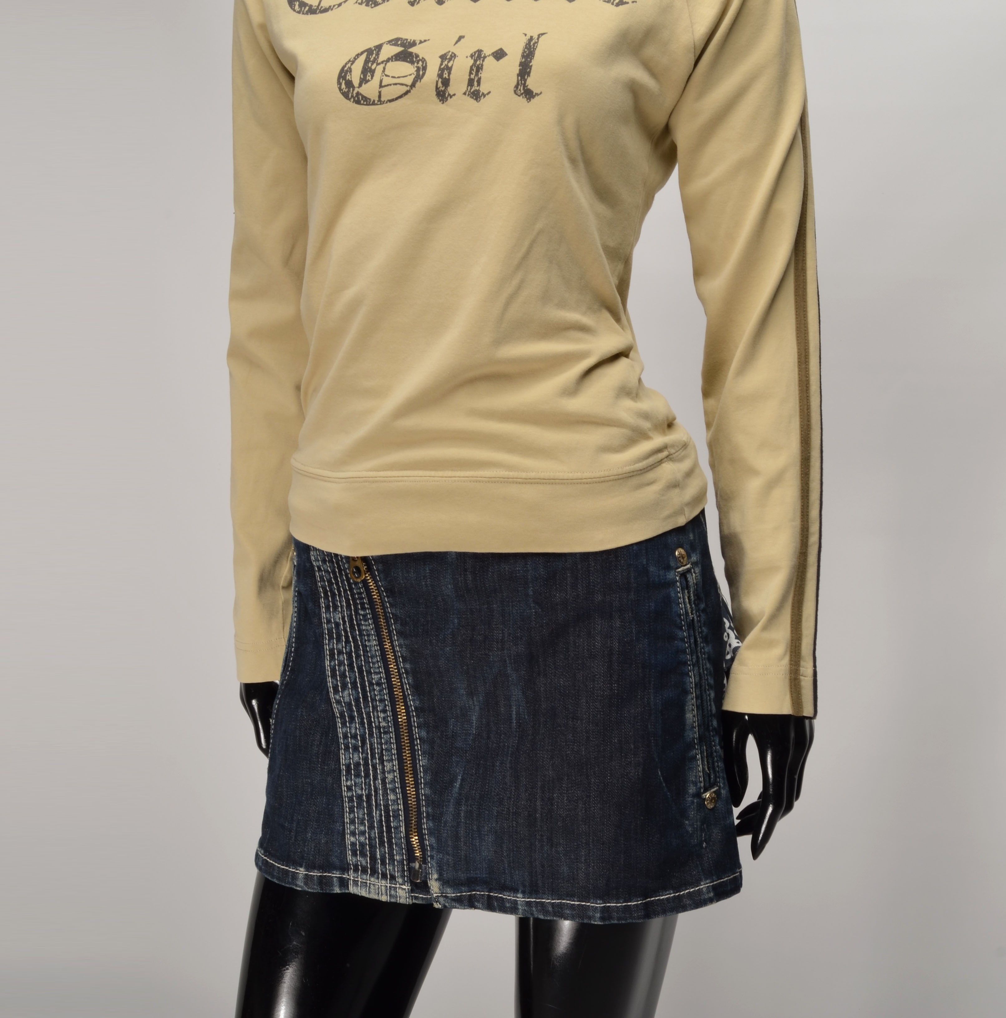 Other Vintage Island Girl "Couture Girl" Beige Y2K Long Sleeve Top Size M / US 6-8 / IT 42-44 - 3 Thumbnail