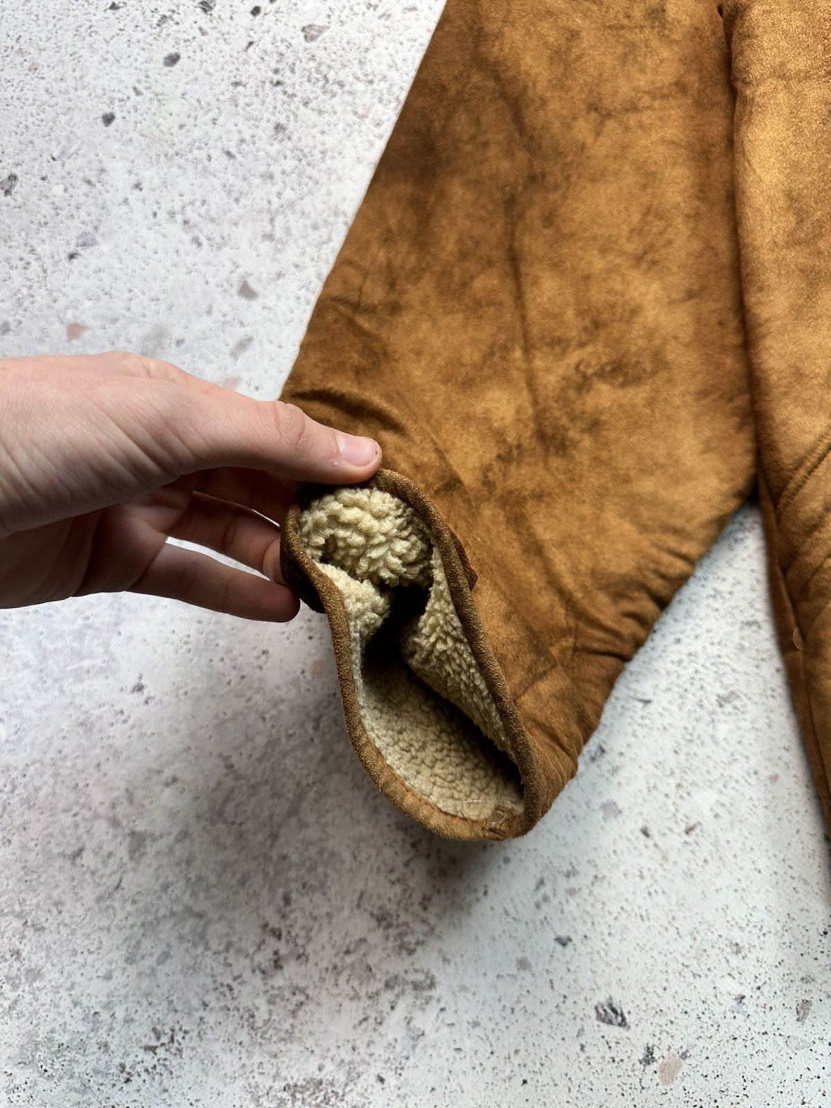 Hugo × Vintage Beautiful Men's HUGO BOSS Tan Faux Sheepskin & Fleece Jacket Size US L / EU 52-54 / 3 - 7 Thumbnail