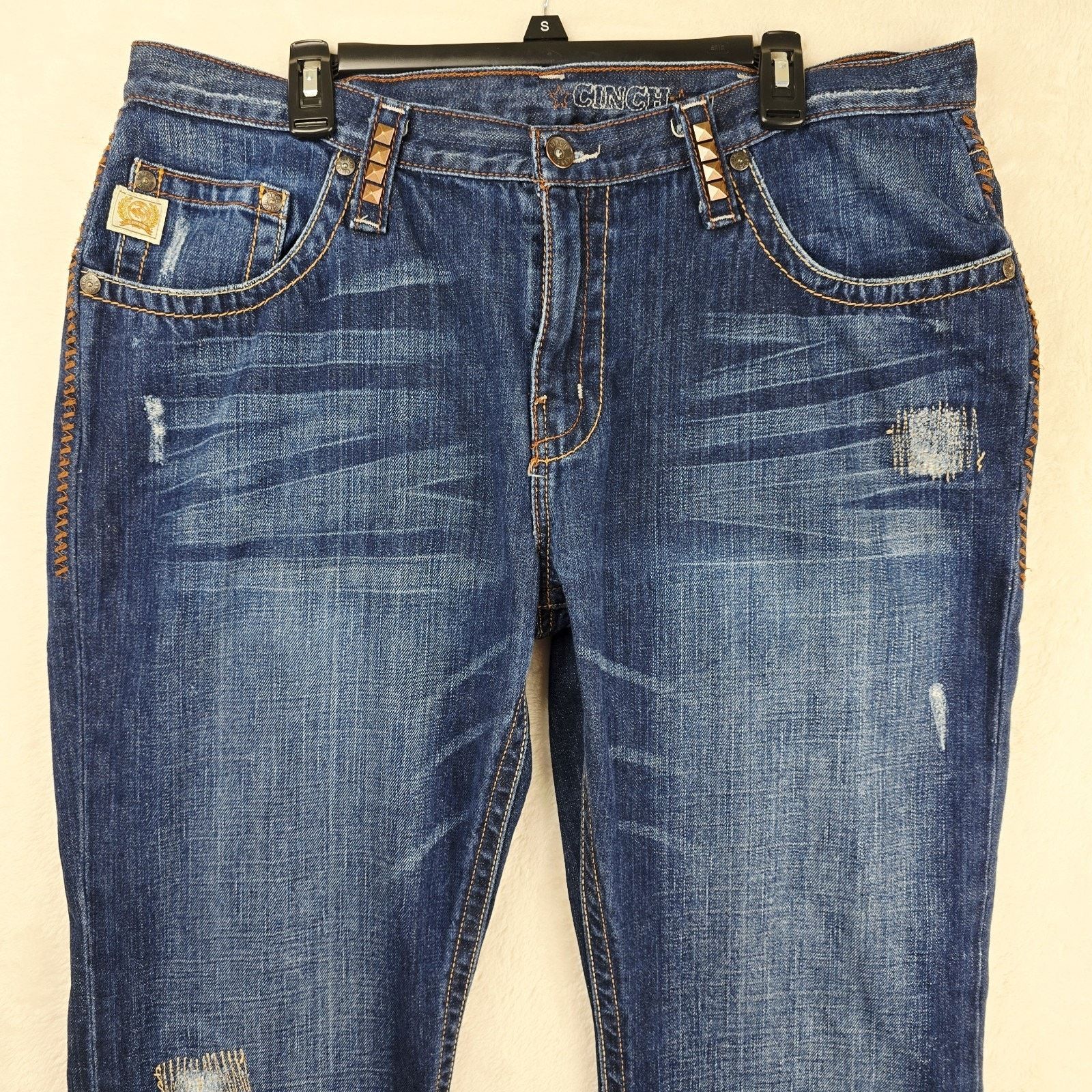 CINCH Cinch Jace Jeans Men's Fits 38x31 Distressed Flap Pockets Size US 38 / EU 54 - 3 Thumbnail