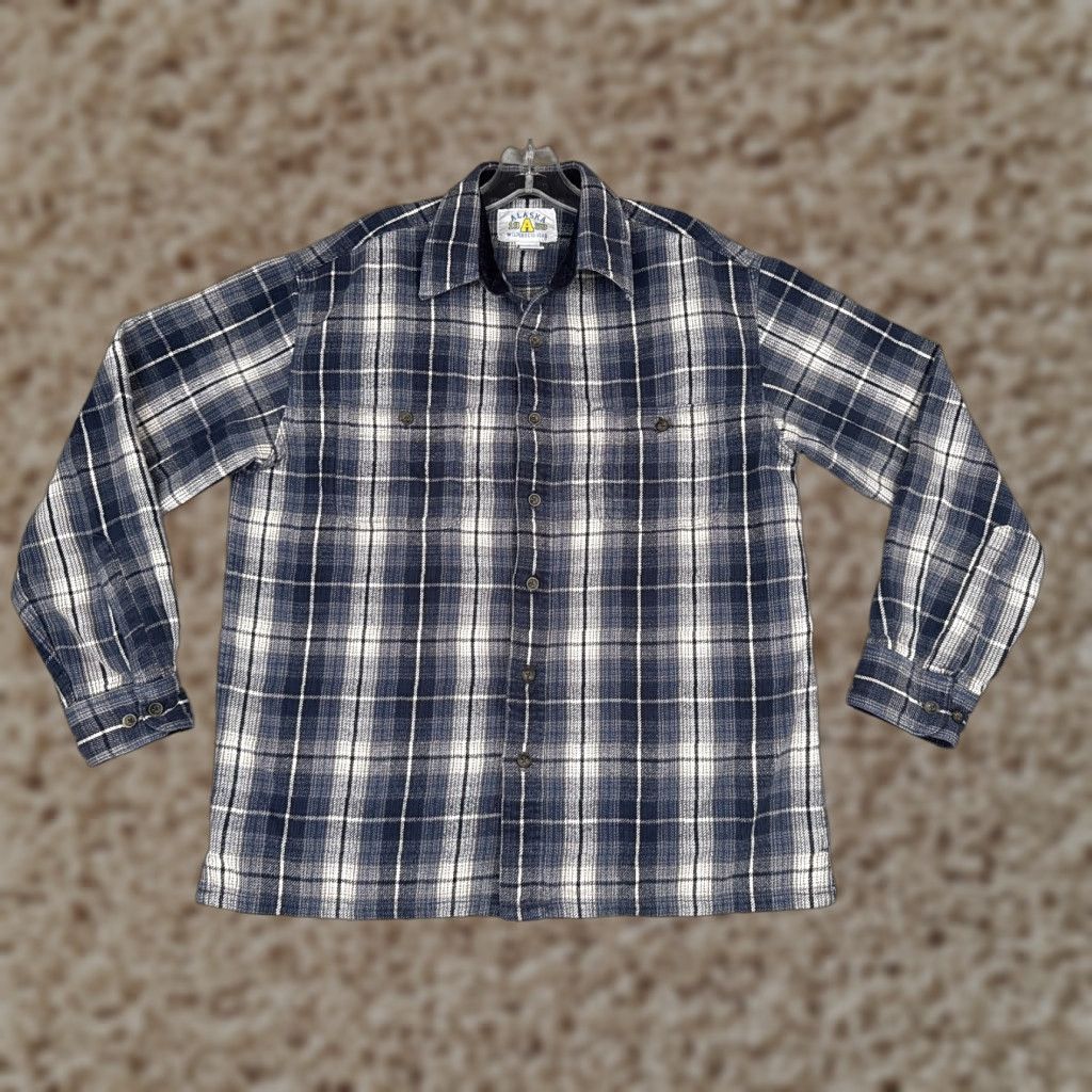 Vintage Alaska Wilderness Gear Shirt Mens Medium Blue Plaid Flannel 100% Cotton Button Up Size US M / EU 48-50 / 2 - 1 Thumbnail