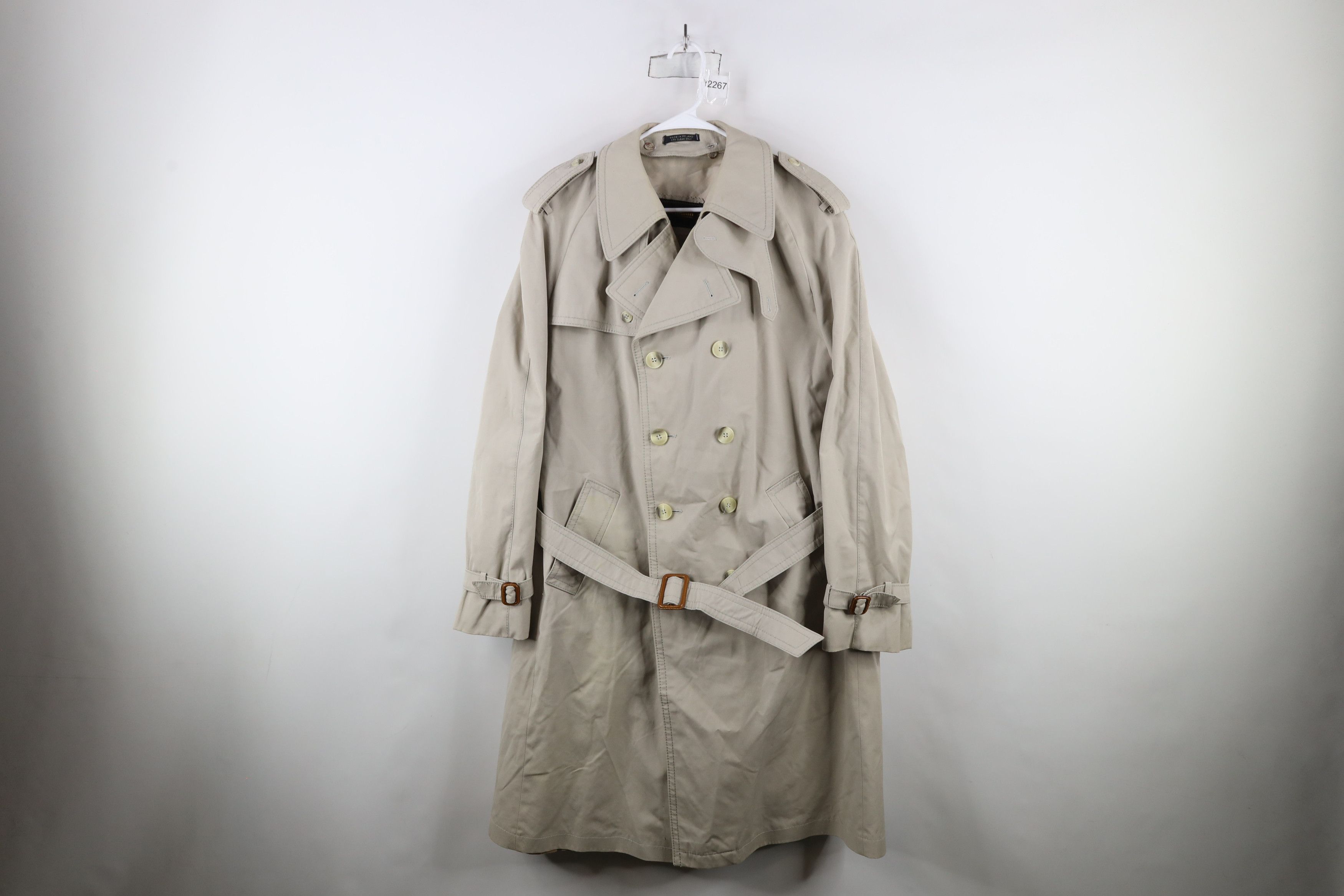 Vintage Vintage 70s Streetwear Lined Heavy Belted Trench Coat Beige Size US XXL / EU 58 / 5 - 1 Thumbnail
