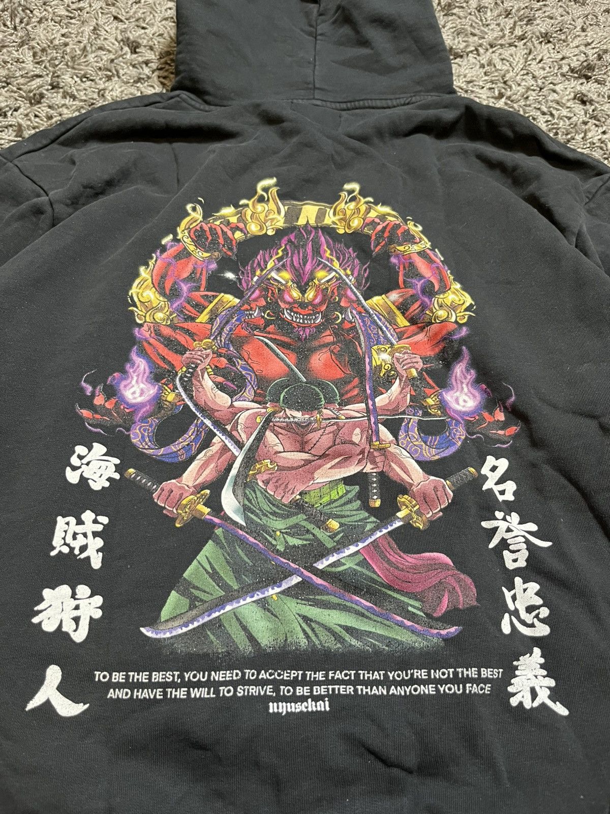 Anime NYUSEKAI ONE PIECE ZORO ANIME VINTAGE FADED COTTON HOODIE Size US M / EU 48-50 / 2 - 2 Thumbnail
