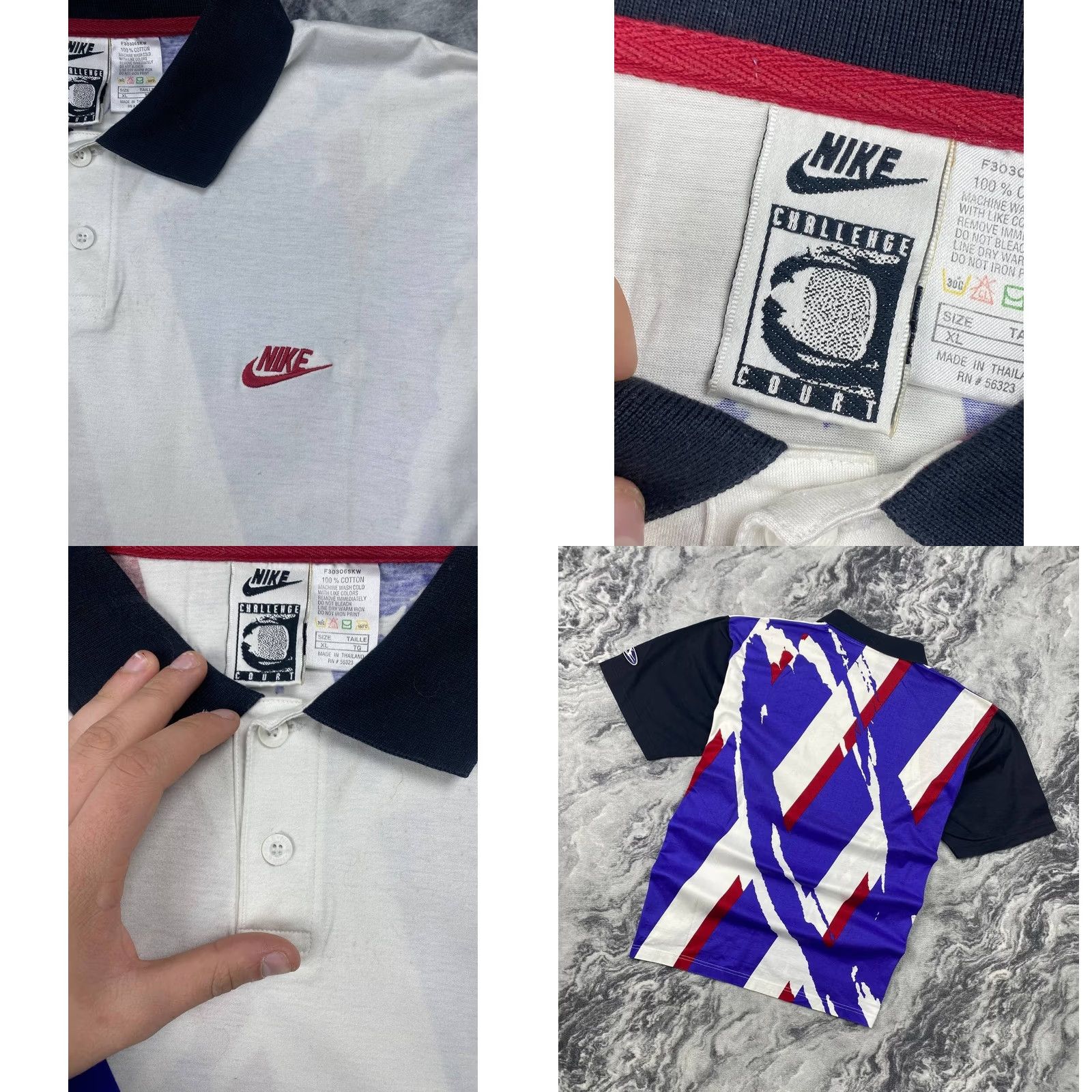 Nike VINTAGE Nike Challenge Court Polo Shirt Men XL White 90s Tennis Polo Nike Dri-FIT Mens Size US XL / EU 56 / 4 - 8 Thumbnail