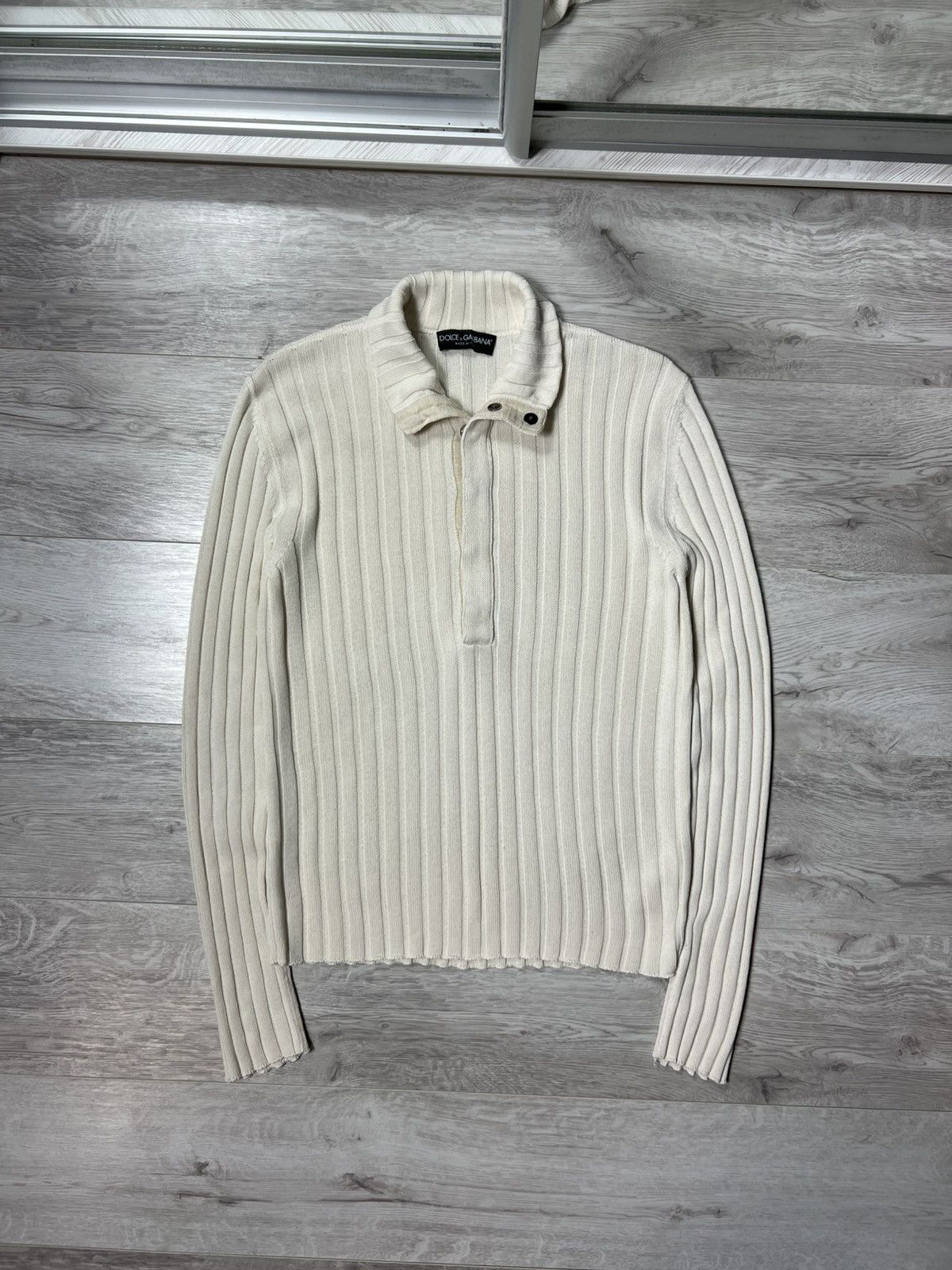 Dolce Gabbana Ribed Turtleneck Knitted Sweater Cotton Linen