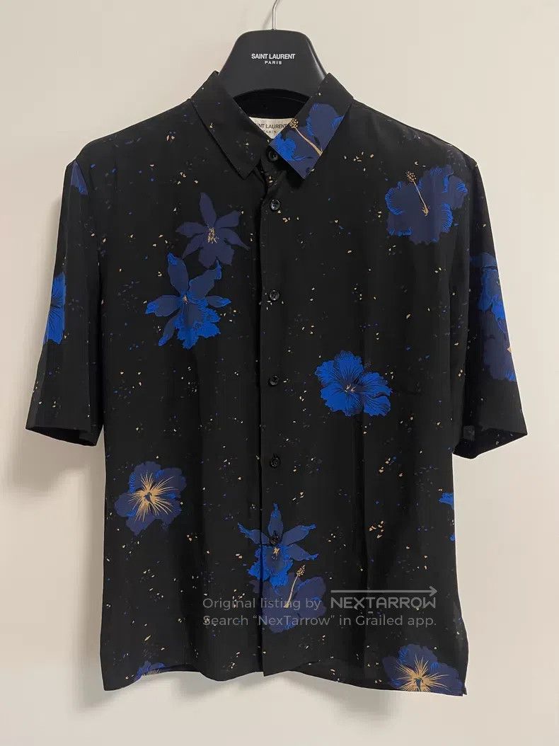 Saint Laurent Paris Saint Laurent Paris Size 37 Blue hibiscus shirt i Size US M / EU 48-50 / 2 - 1 Thumbnail