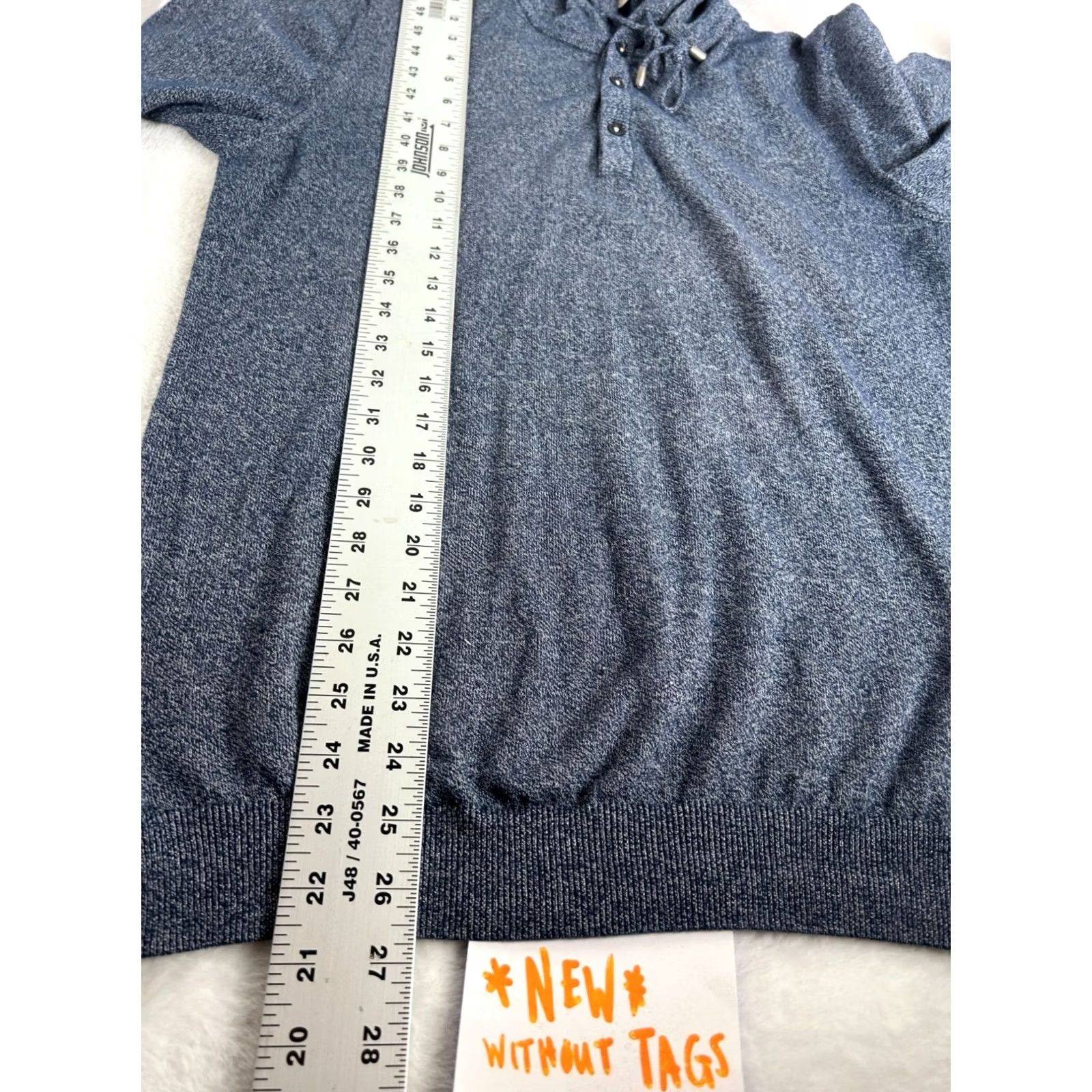 Vintage Hagen Carmel CA Mens Heather Blue Knit Hoodie Sweater Medium Pullover Italy NWOT Size US M / EU 48-50 / 2 - 7 Thumbnail