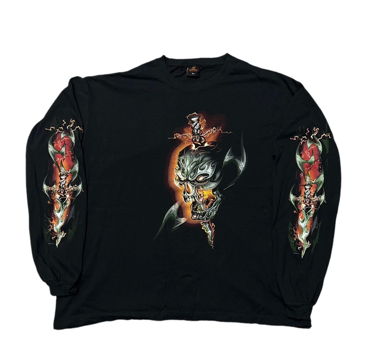 Vintage 2008 Hot leather skulls long sleeve