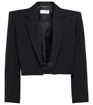 Saint Laurent Paris o1bcso1str1224 Open Cropped Short Blazer Jacket in Black Size S / US 4 / IT 40 - 1 Thumbnail