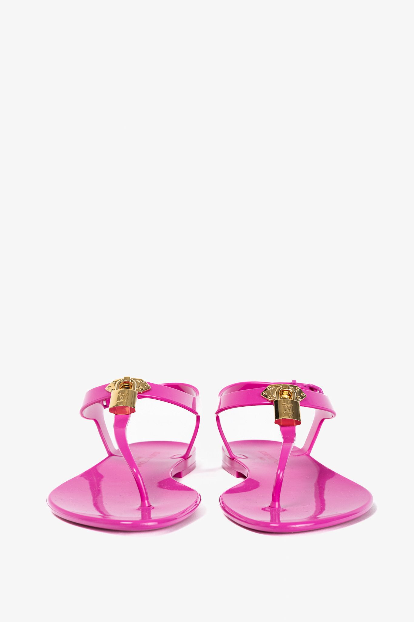 Louis Vuitton Louis Vuitton Bikini Magenta Flat Padlock Thong Sandals Size US 8.5 / IT 38.5 - 3 Thumbnail