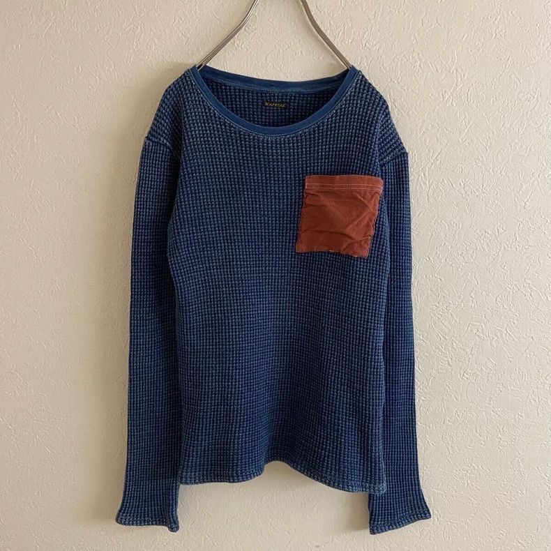 Kapital Kapital Blue Vintage Waffle Knit Long Sleeve Top-2505 Size US M / EU 48-50 / 2 - 1 Thumbnail