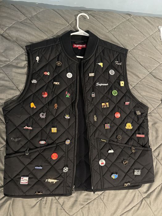 Supreme Supreme Quilted Pin Work Vest Black L | Grailed