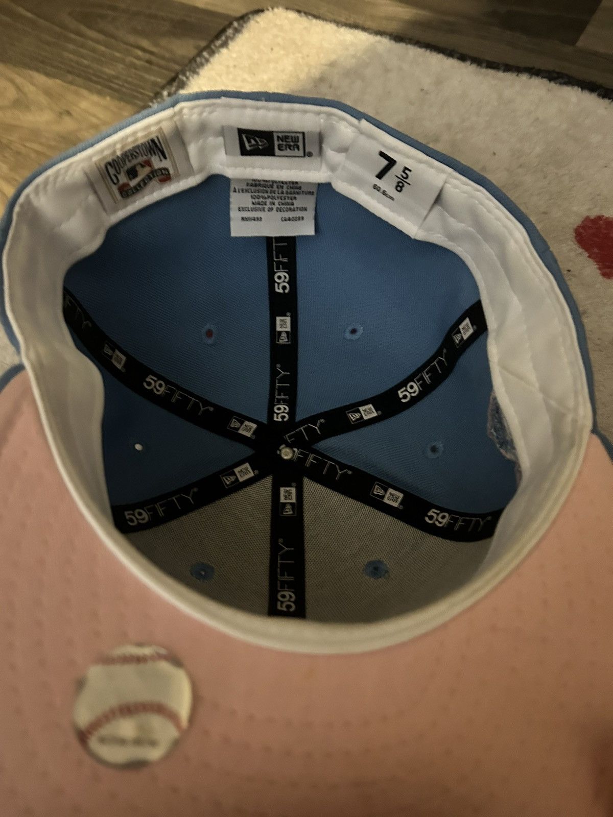New Era Baby Blue/Pink Yankee Fitted 7/8 Size ONE SIZE - 2 Thumbnail