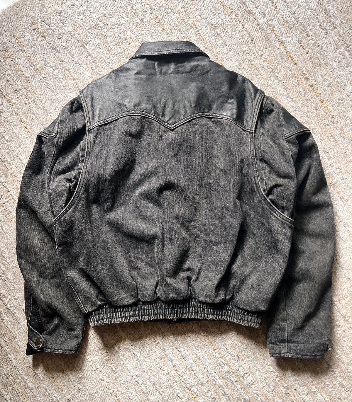 90s Guess by Georges Marciano Half Denim Leather Jacket