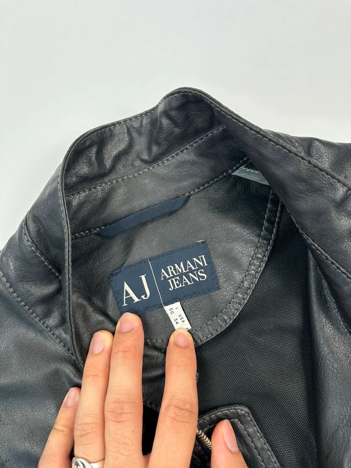 Armani Armani Jeans 00’s Black Faux Leather Jacket Size US M / EU 48-50 / 2 - 15 Thumbnail