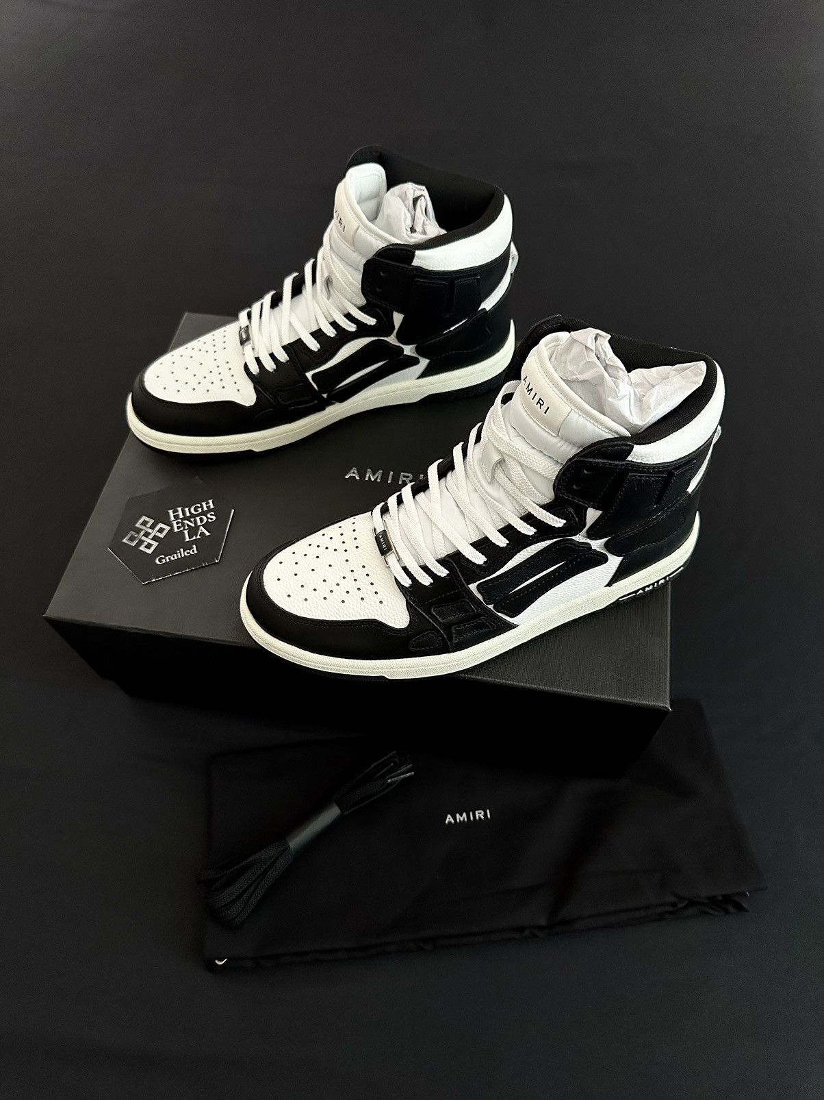 Amiri Amiri Skel Black High Top Leather Sneakers Size US 9.5 / EU 42-43 - 1 Thumbnail