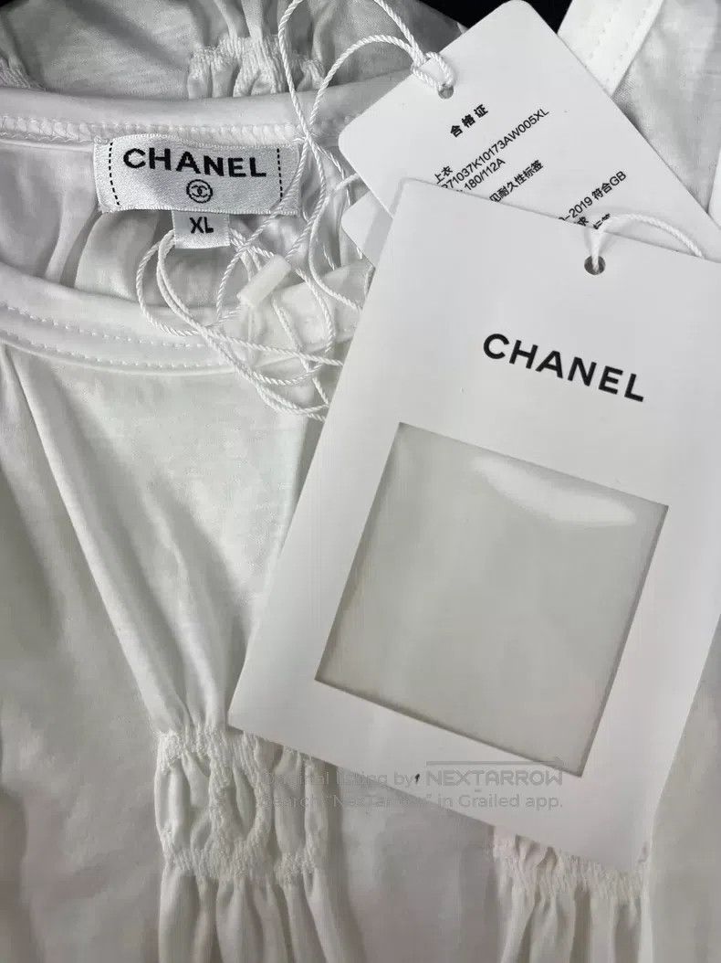 Other Chanel White pleated logo short sleeves Size XL / US 12-14 / IT 48-50 - 4 Thumbnail