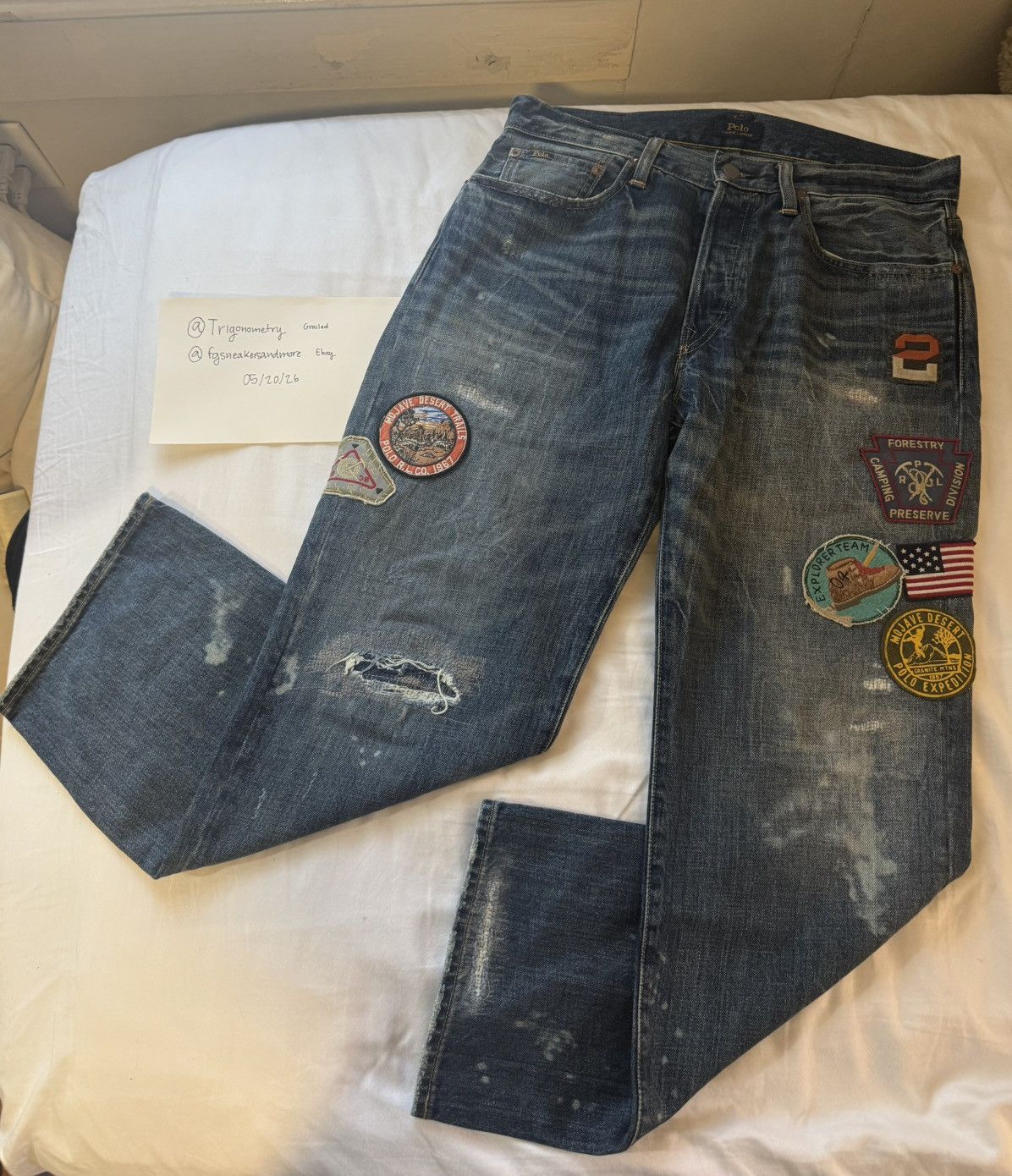 Polo Ralph Lauren Patches Distressed Classic Fit Jeans Size US 30 / EU 46 - 1 Thumbnail