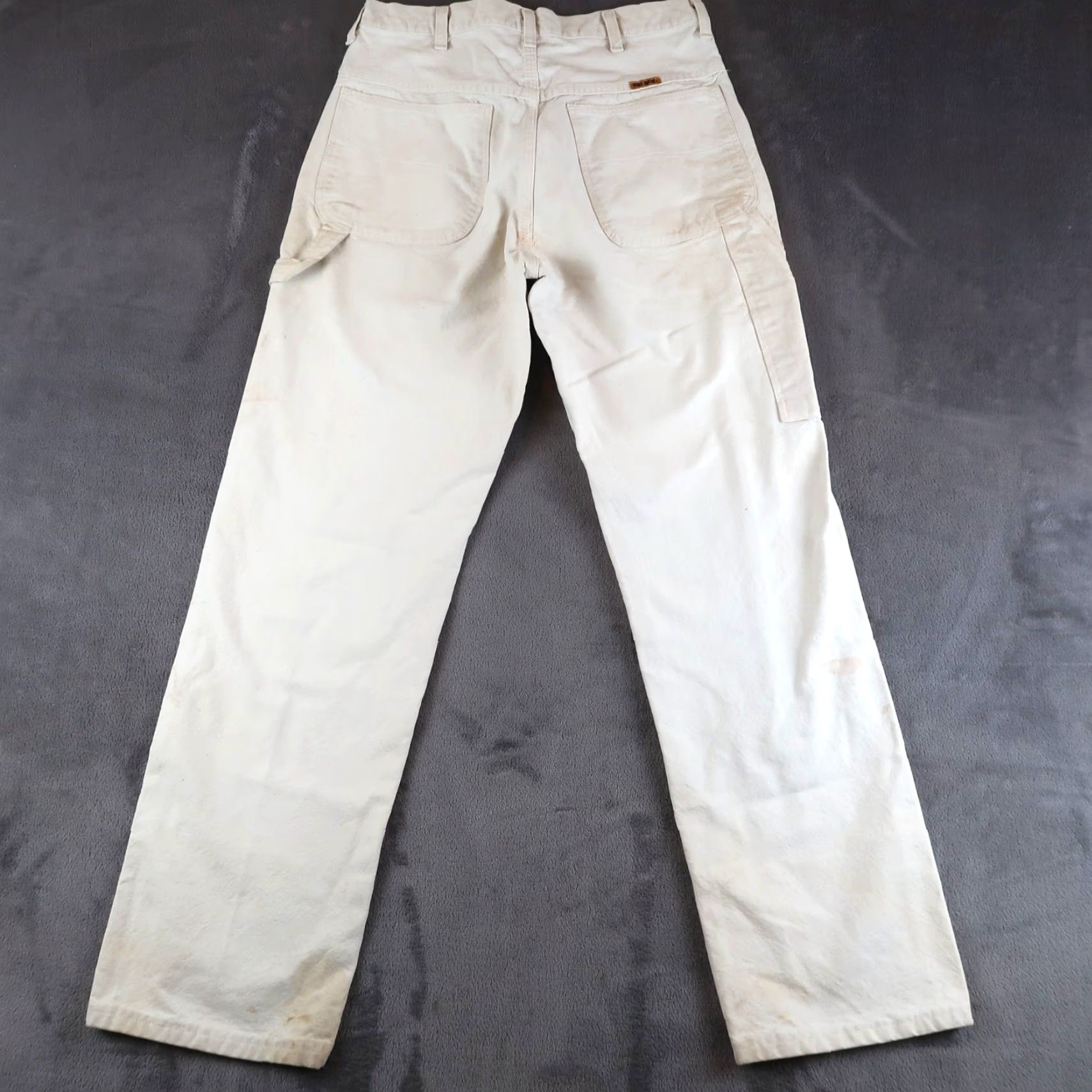 VINTAGE Big Ben Carpenter Pants White 90s Mens 32x32 Canvas Cotton Utility Pockets 5-Pocket Mens Boys?