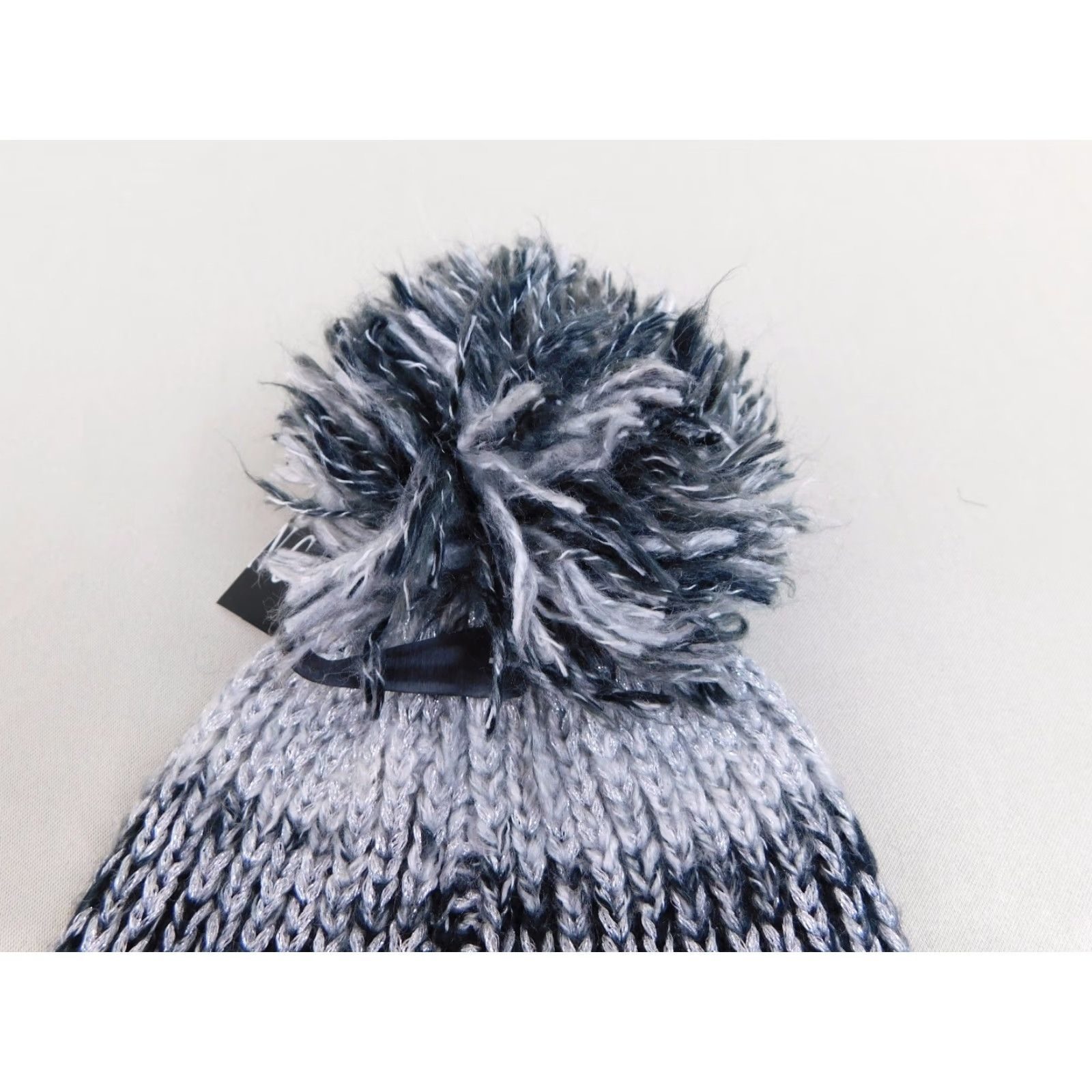 Incu INC Beanie Hat Women One Size Winter Pom Pom Knit Black Silver Metallic Spacedye Knit INC26162 Mens? Womens? Size ONE SIZE - 3 Thumbnail