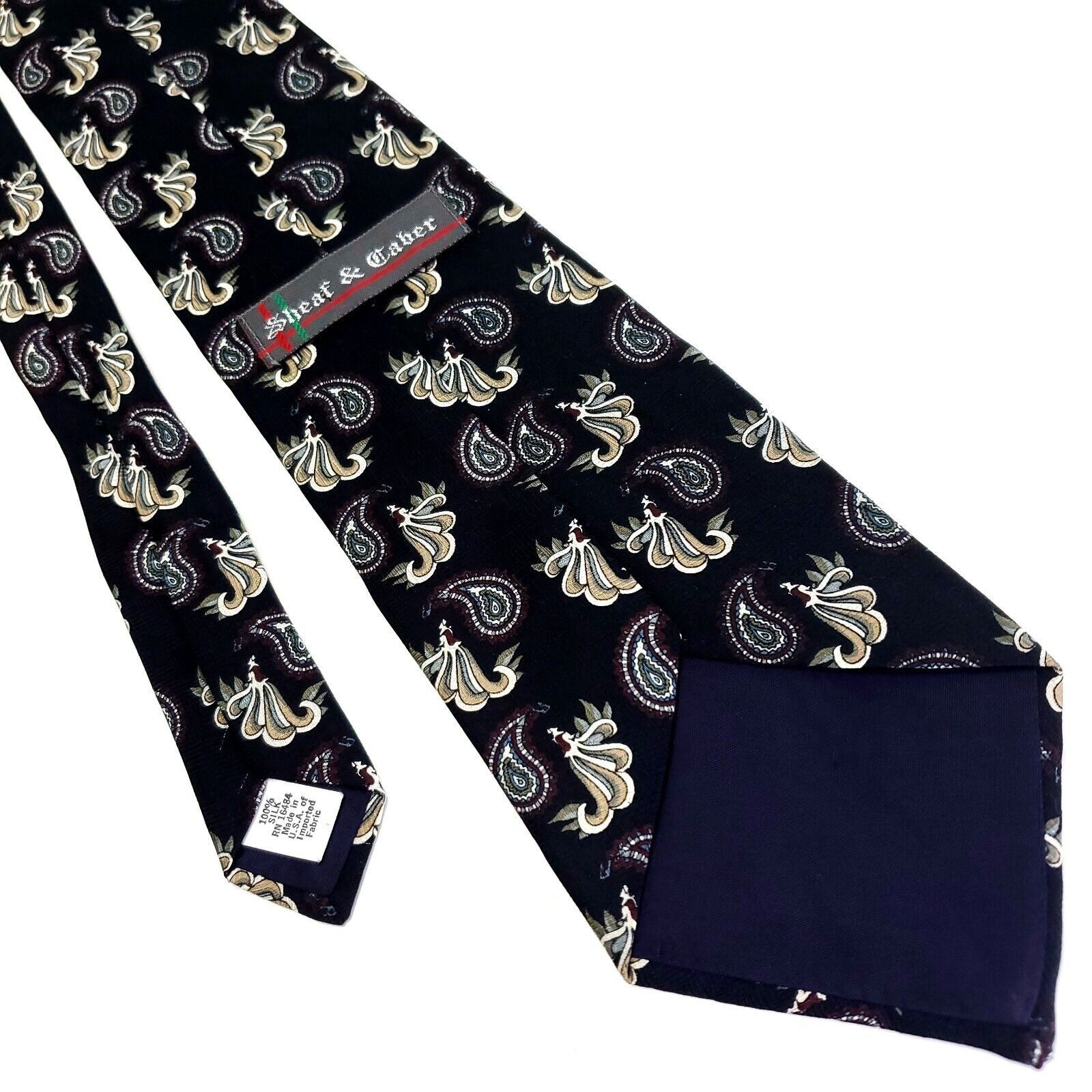 Designer Sheaf & Caber Black Silk Tie Woven Paisley Size ONE SIZE - 3 Thumbnail