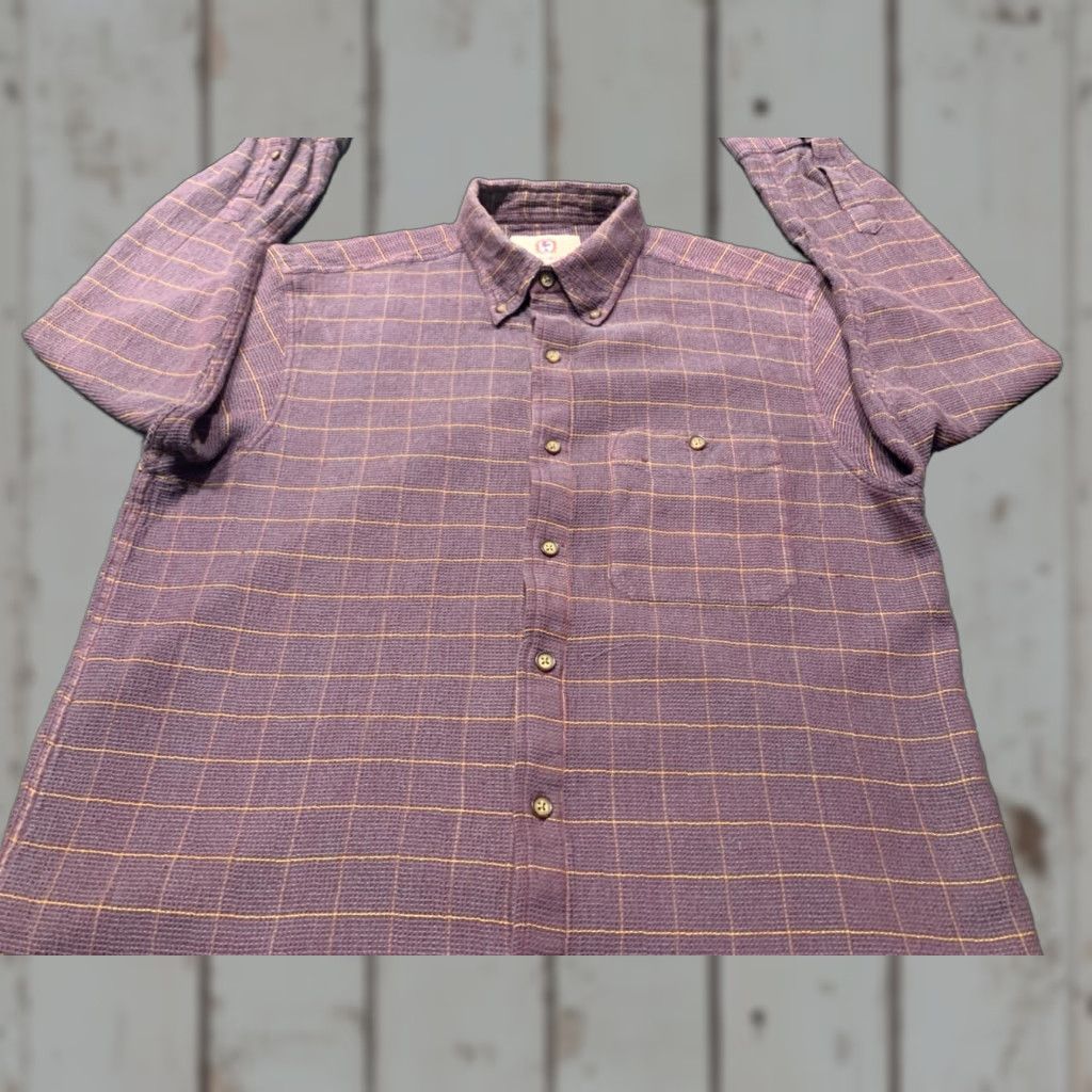 The Territory Ahead VINTAGE The Territory Ahead Shirt Men M Purple Button-Up Waffle Knit Windowpane Long Sleeve Collared Button-Down All Seasons Casual Size US M / EU 48-50 / 2 - 1 Thumbnail