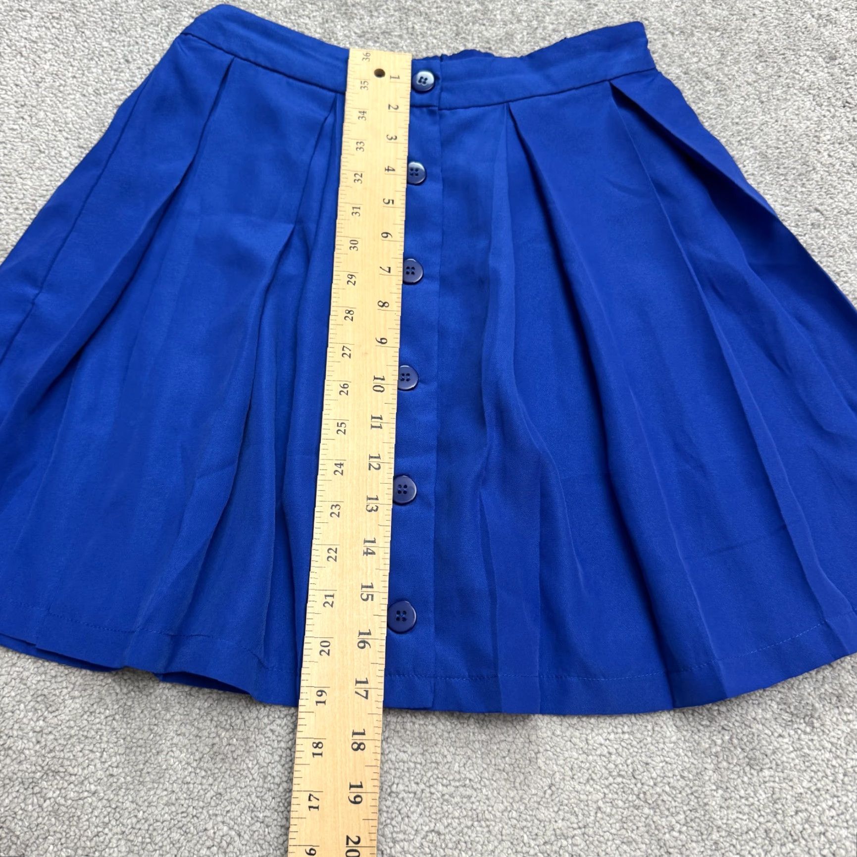 Bar III Bar III Skirt Womens XS Royal Blue Pleated A-Line Mini Button Up Elastic Waist Size 26" / US 2 / IT 38 - 5 Thumbnail