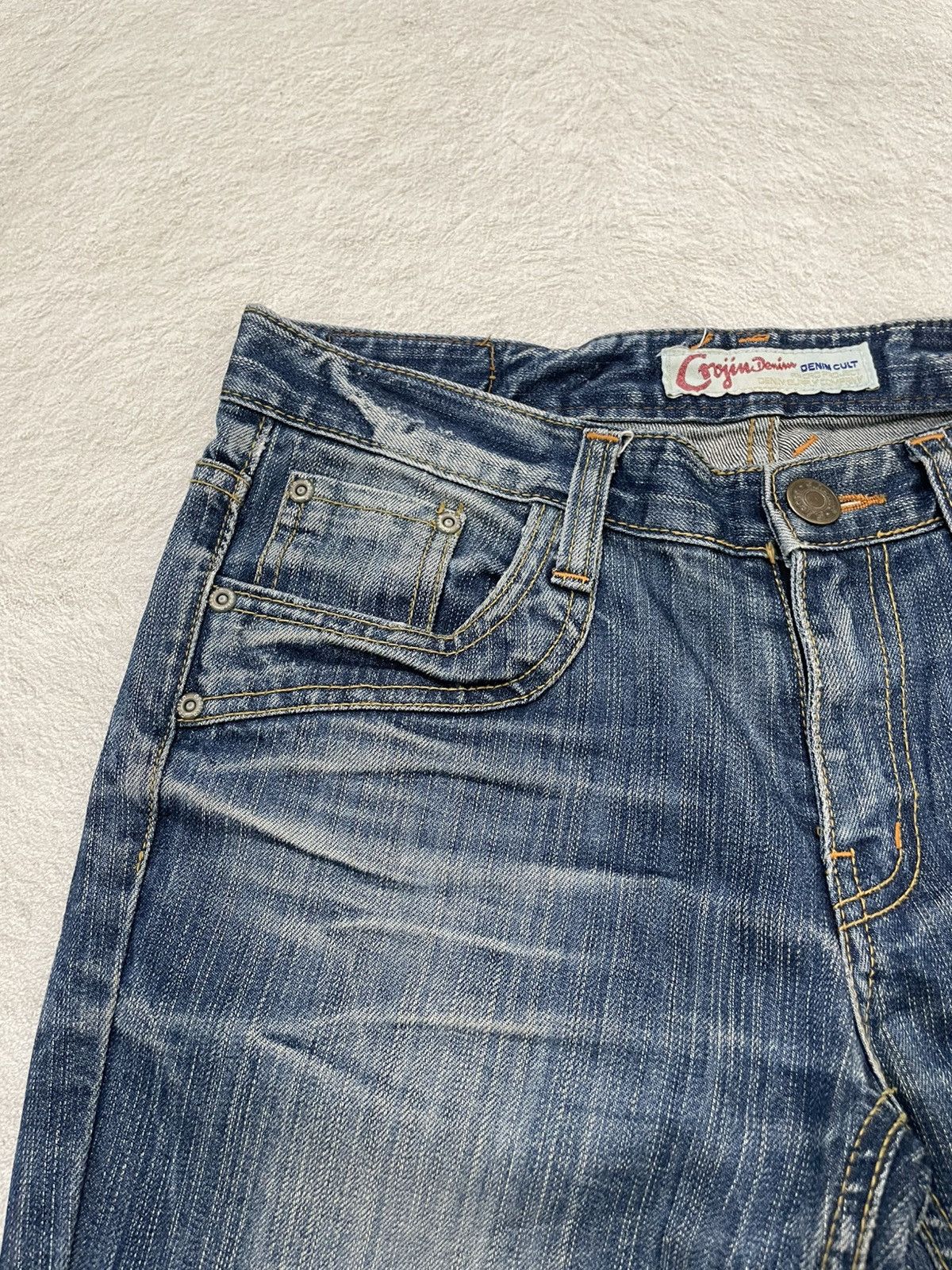 Japanese Brand 00s Diesel Flare Denim Distressed Bootcut Blue Jeans Wash Y2 Size US 31 - 5 Thumbnail