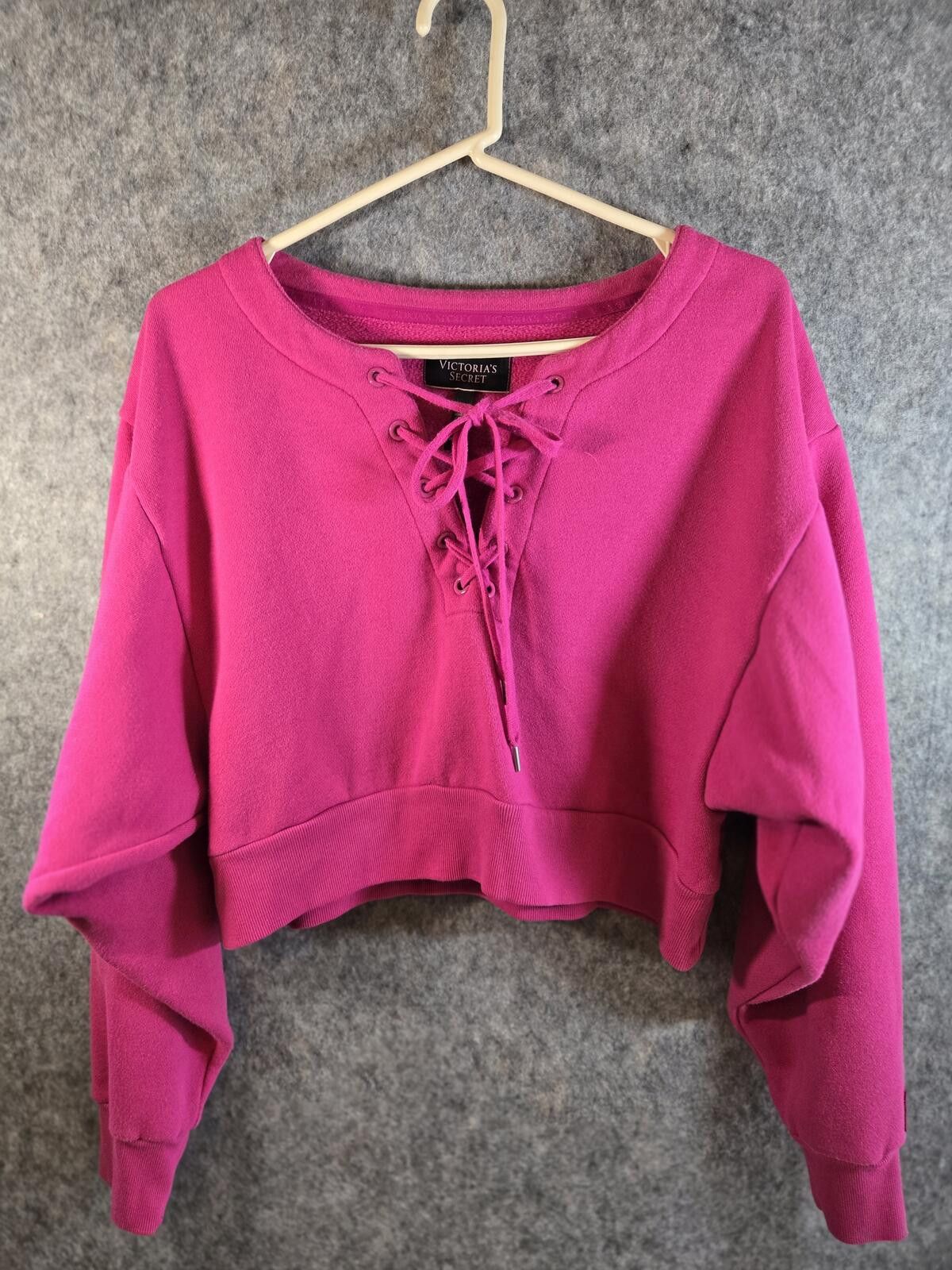 Other Victoria's Secret Magenta Lace-Up Cropped Sweatshirt M Size M / US 6-8 / IT 42-44 - 2 Thumbnail