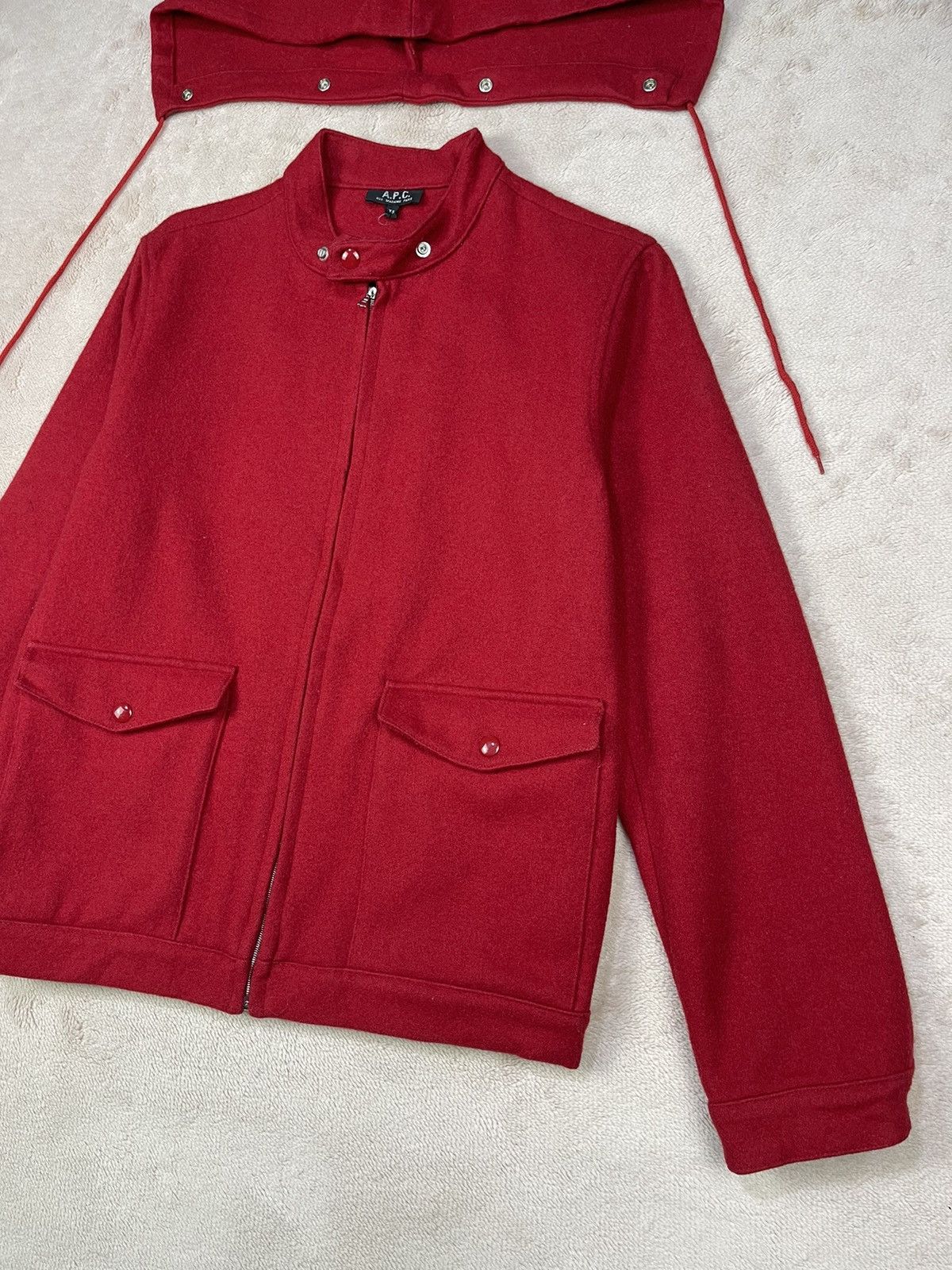 A.P.C. Vintage APC Detachable Hoodie Red Wool Jacket Size US XS / EU 42 / 0 - 3 Thumbnail