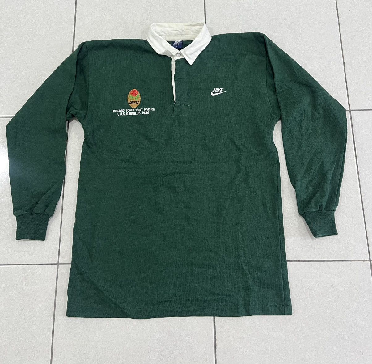 Nike Nike Rugby Shirt Vintage Longsleeve Size US L / EU 52-54 / 3 - 1 Thumbnail