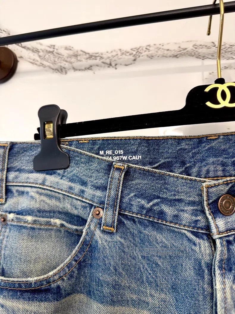 Celine CELINE Deep blue wash distressed straight leg denim jeans Size US 31 - 4 Thumbnail