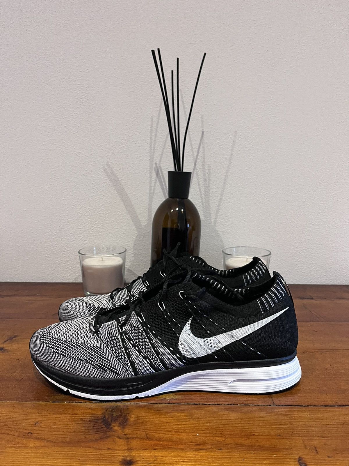 image of Deadstock Nike Flyknit Trainer Black/white Us 12.5 Shoes, Men's