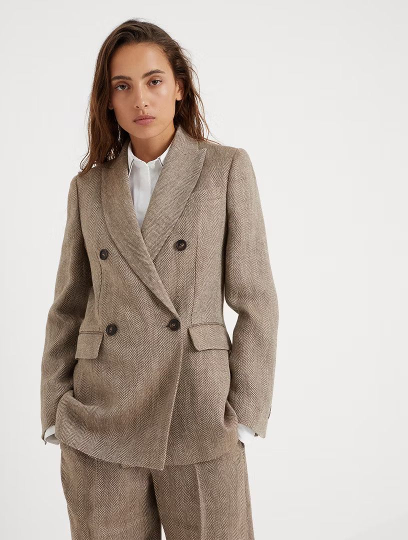 Brunello Cucinelli o1la1rc1a0425 Woven Jacket Wool in Tobacco Size L / US 10 / IT 46 - 2 Thumbnail